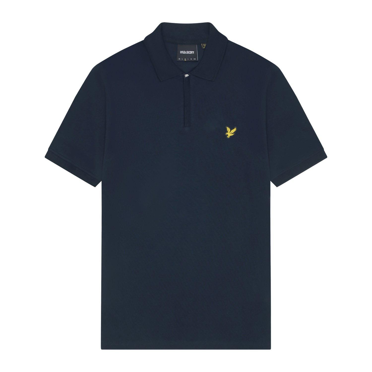 Navy - Lyle and Scott - Zip Polo Shirt - 5