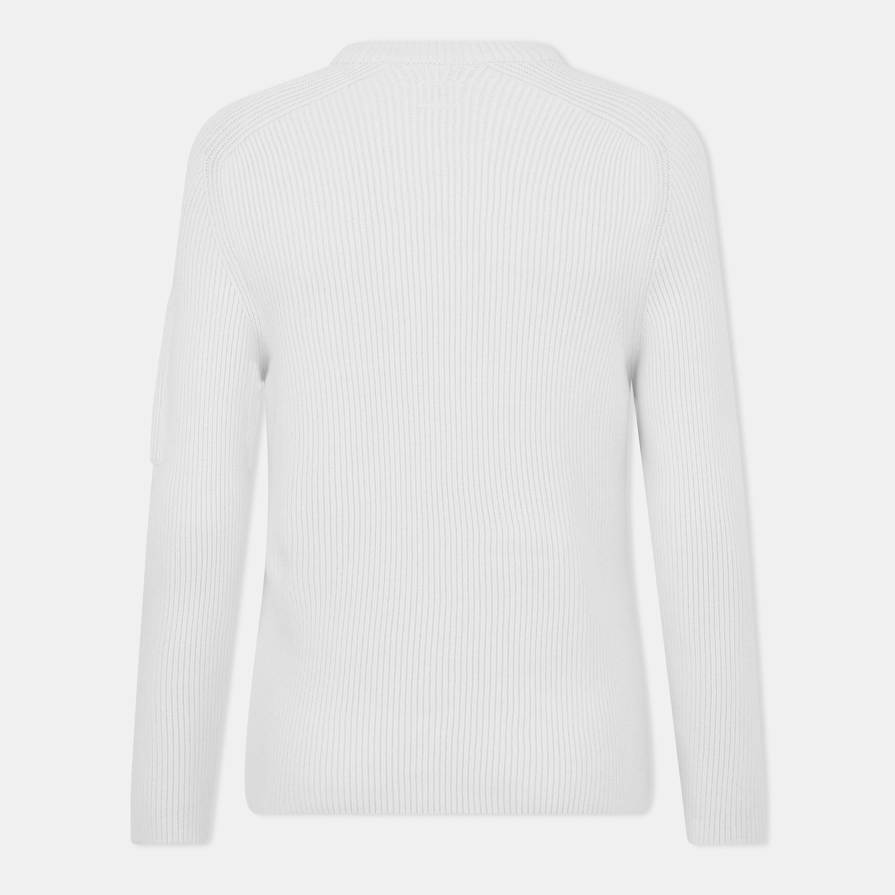 Gauze White 103 - CP Company - Men's Lens Knitted Crew Neck Jumper - 2