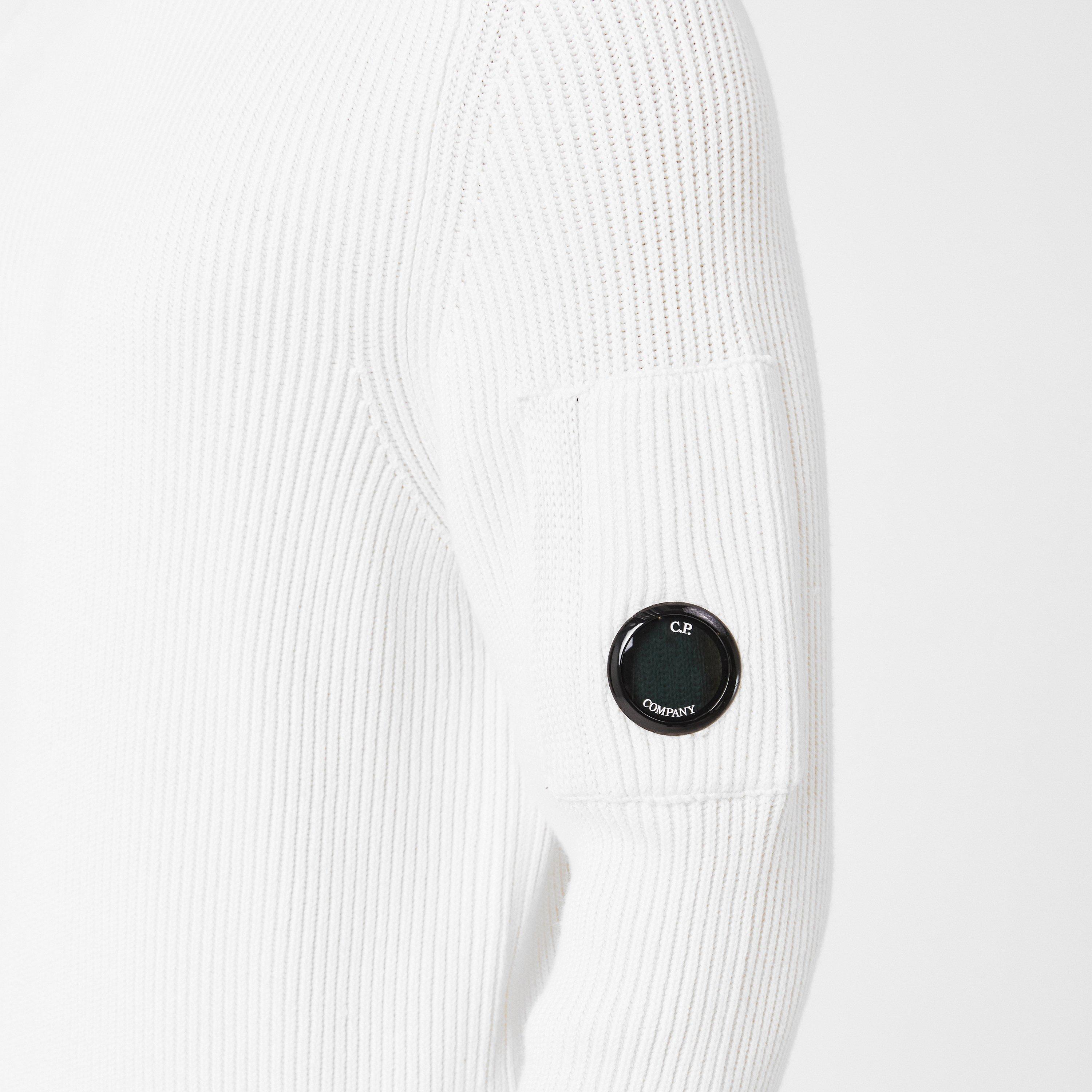 Gauze White 103 - CP Company - Men's Lens Knitted Crew Neck Jumper - 5