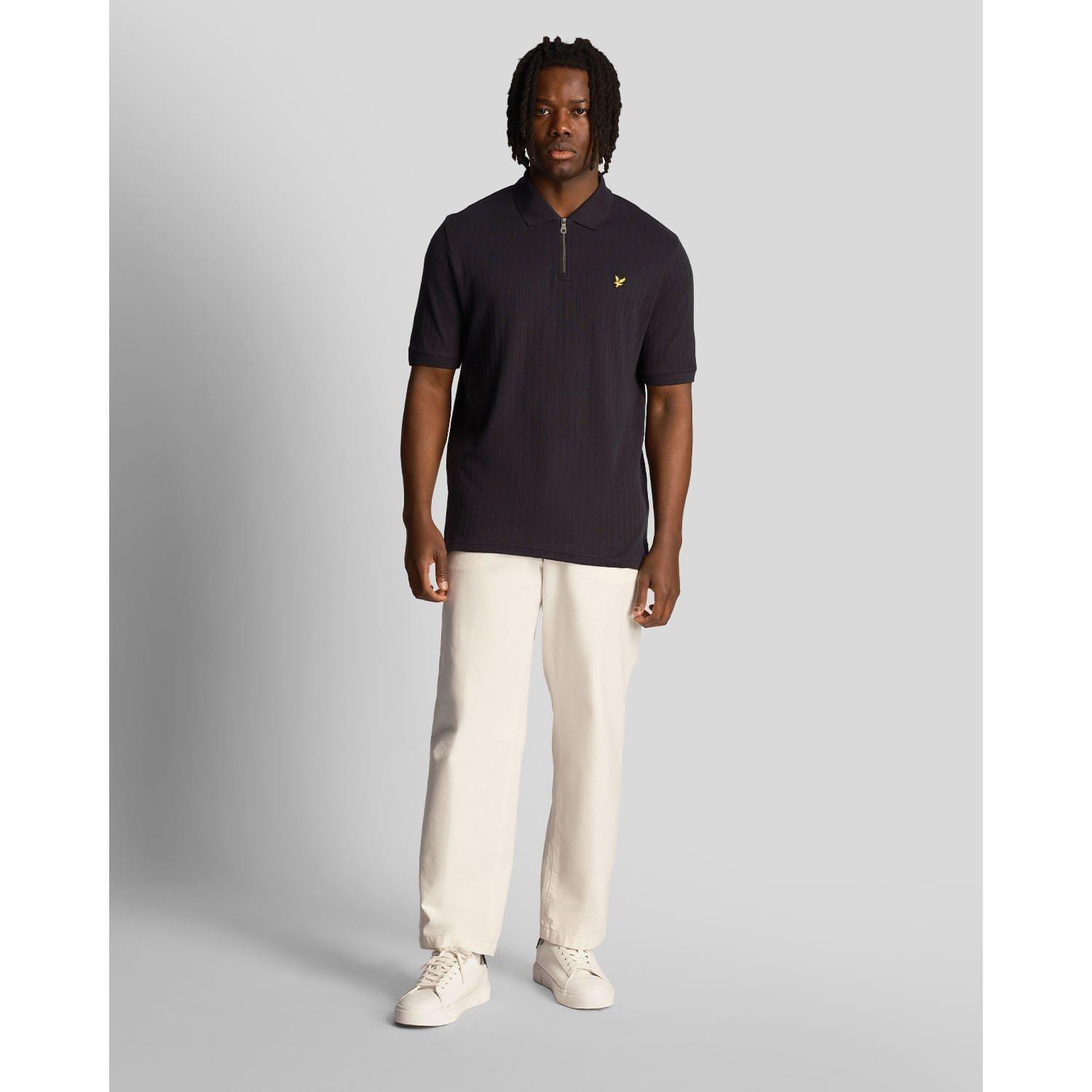 Navy - Lyle and Scott - Textured Stripe Polo Shirt - 2