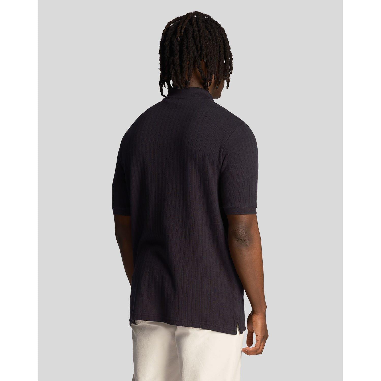 Navy - Lyle and Scott - Textured Stripe Polo Shirt - 3