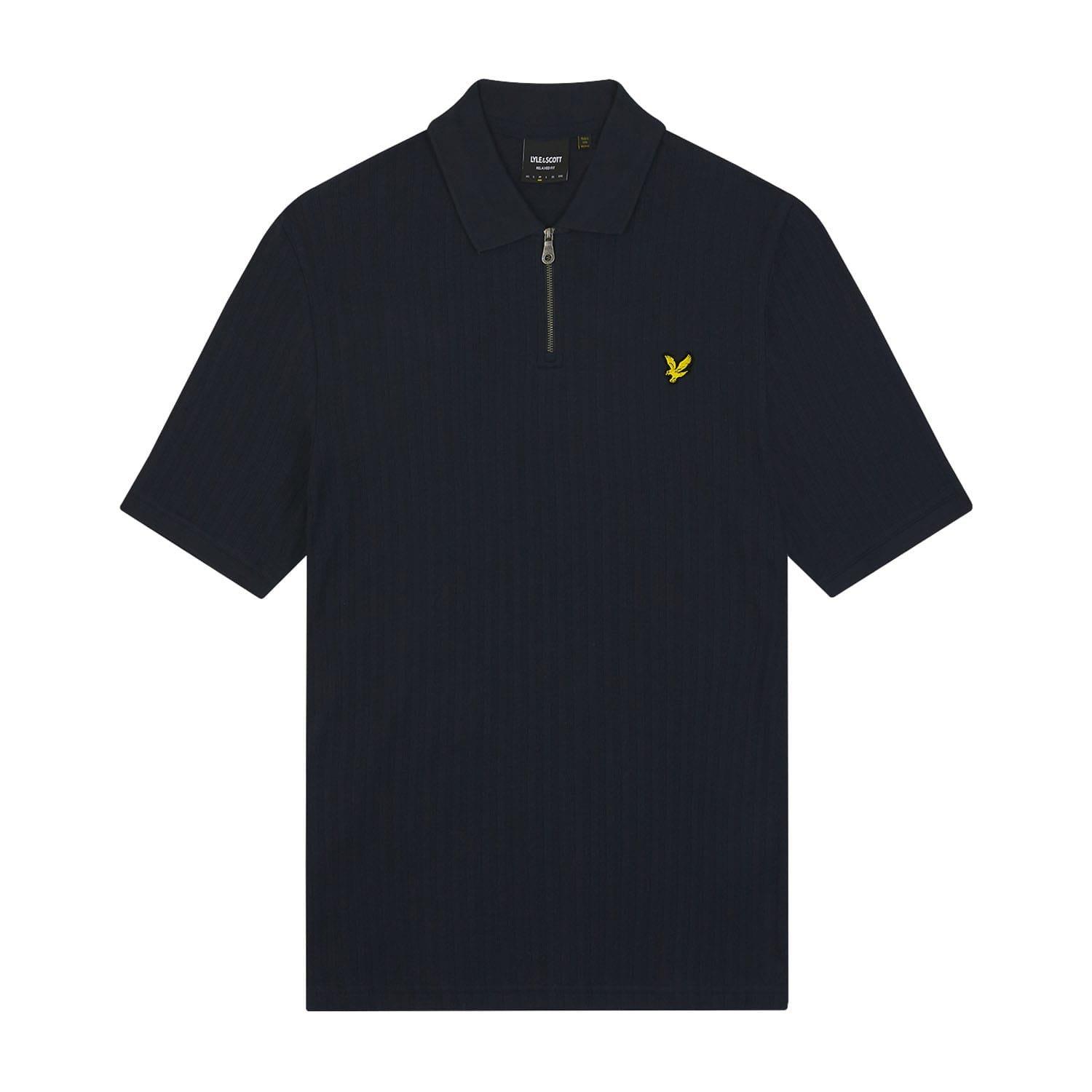 Navy - Lyle and Scott - Textured Stripe Polo Shirt - 5