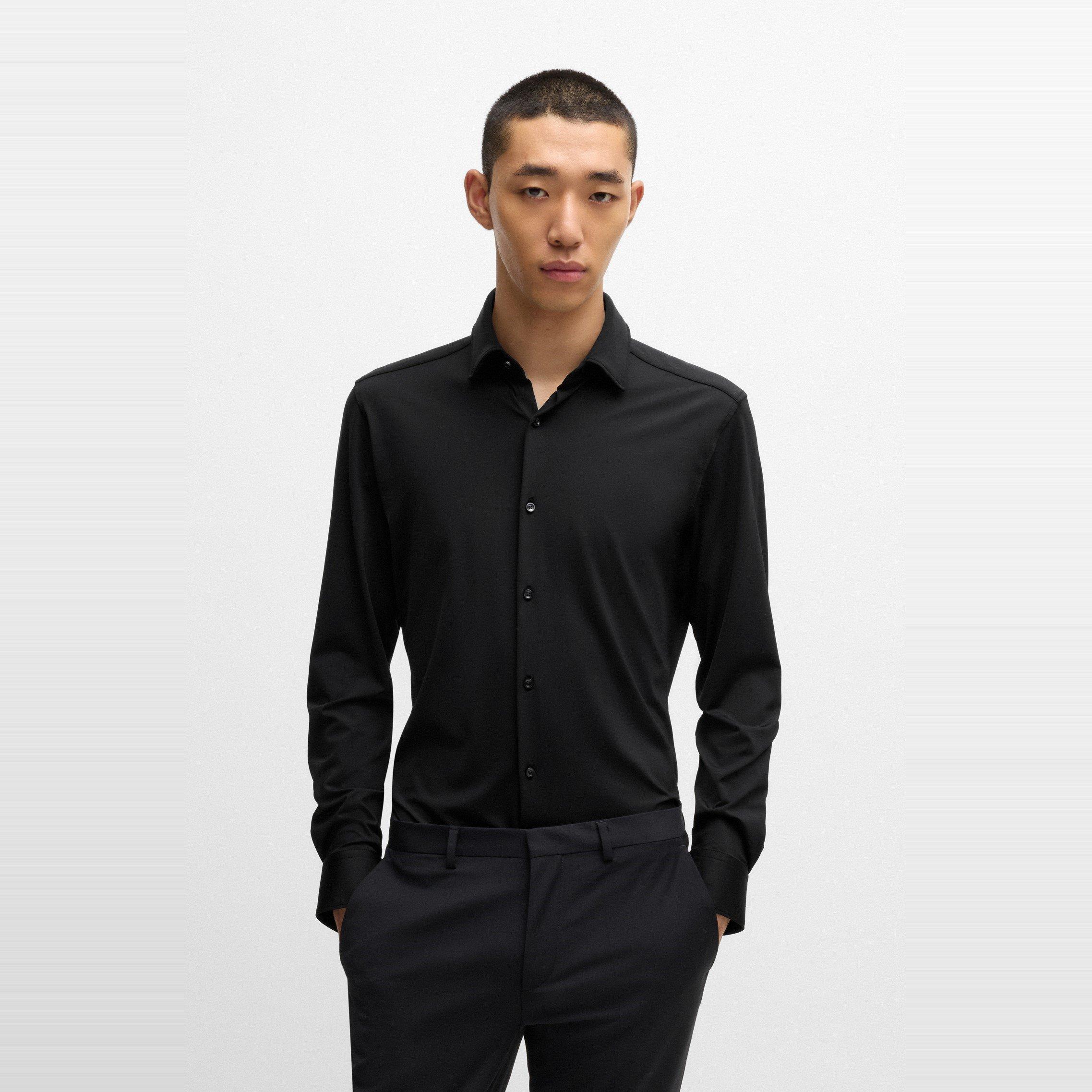 Black - Hugo - Men's Kenno Long-Sleeve Plain Shirt - 3