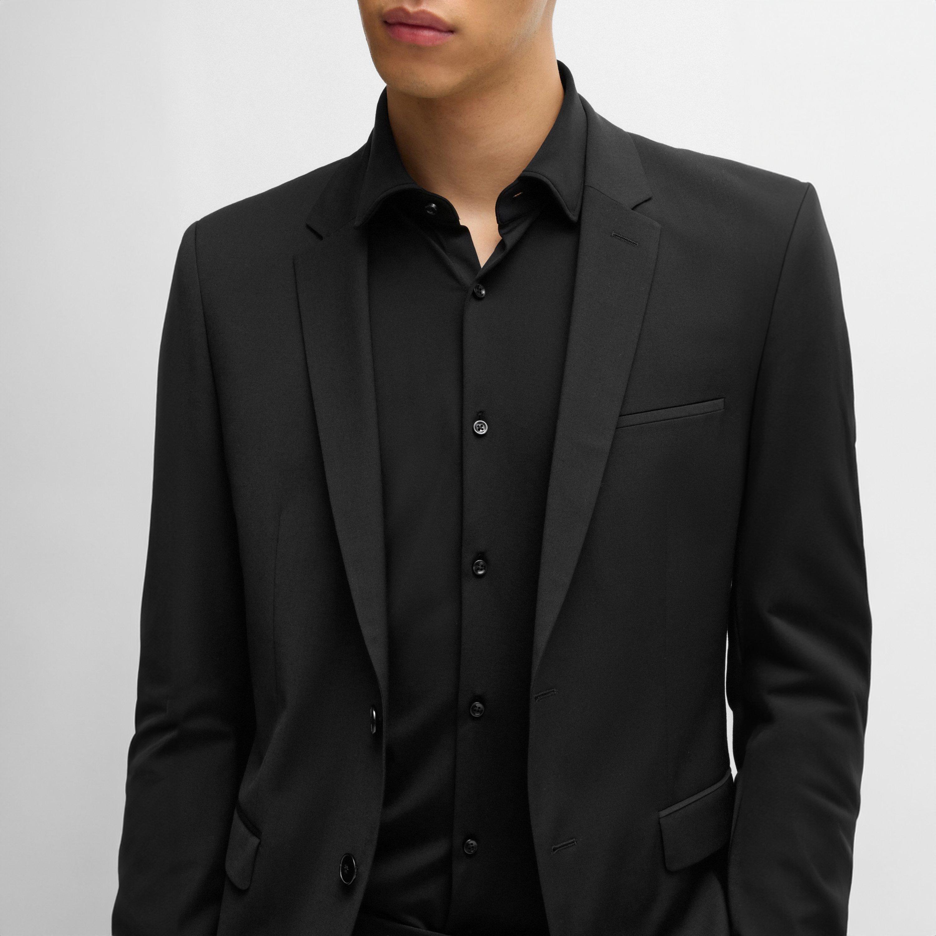 Black - Hugo - Men's Kenno Long-Sleeve Plain Shirt - 5