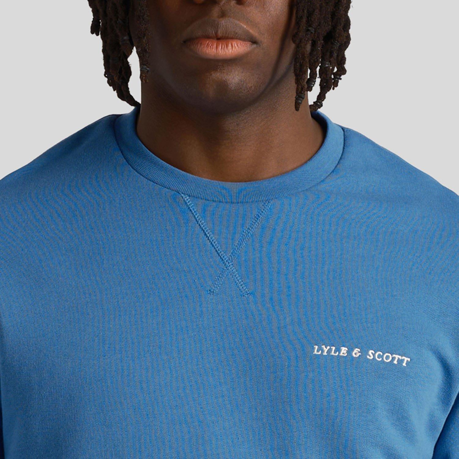 Blue - Lyle and Scott - Loopback Embroidered Crewneck Sweatshirt - 4