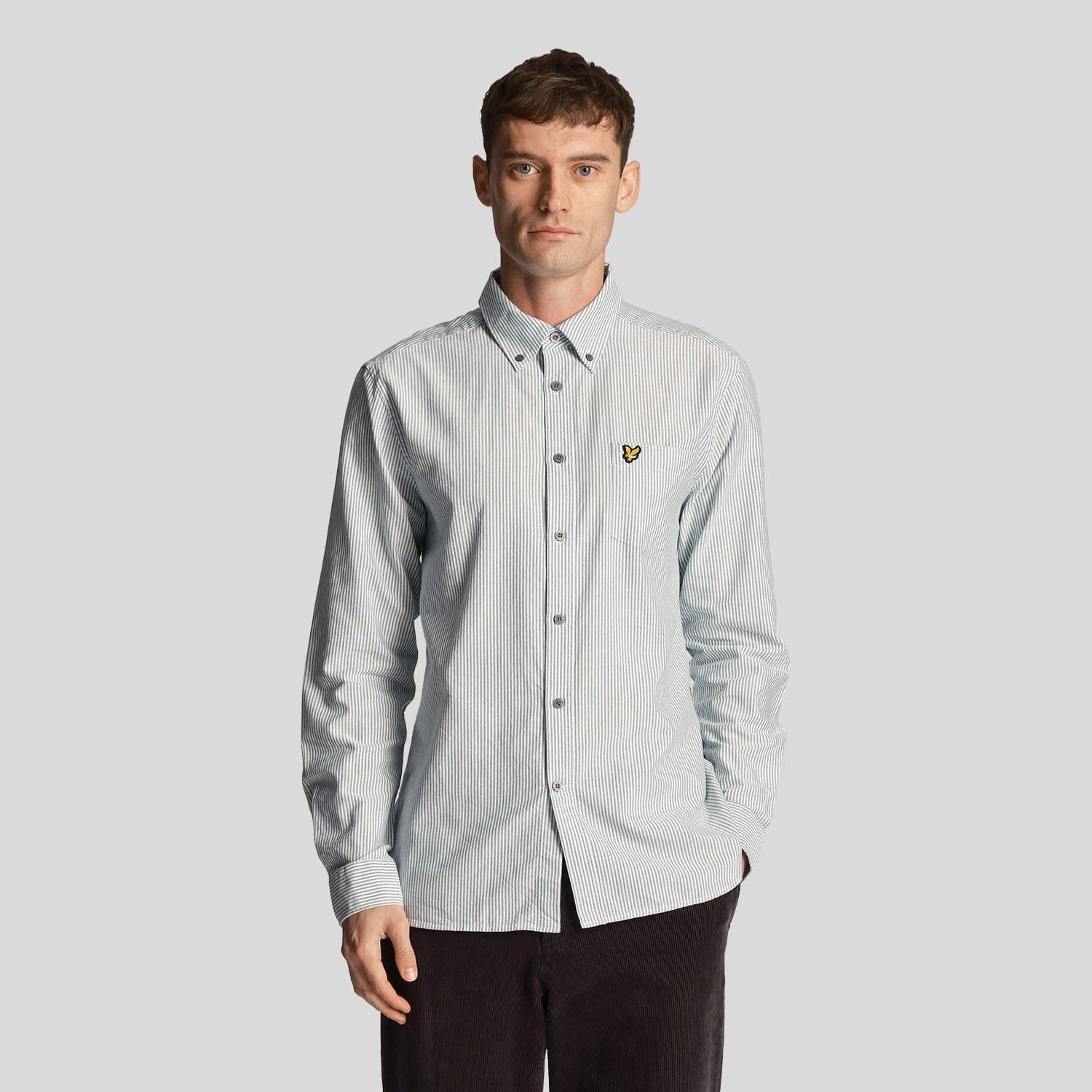 Green White - Lyle and Scott - Stripe Oxford Shirt - 1