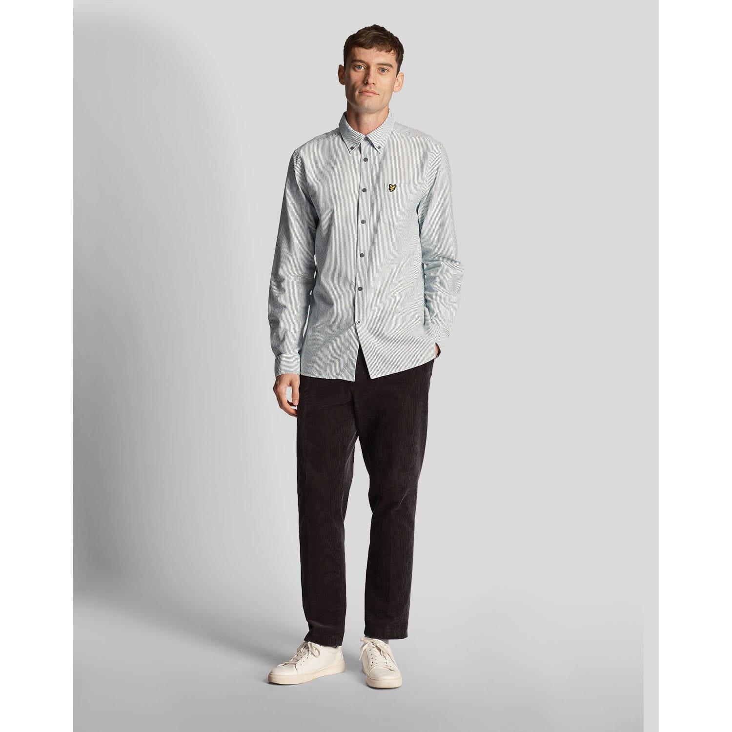 Green White - Lyle and Scott - Stripe Oxford Shirt - 2