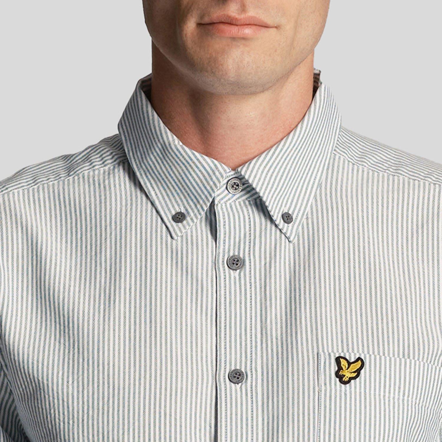 Green White - Lyle and Scott - Stripe Oxford Shirt - 4