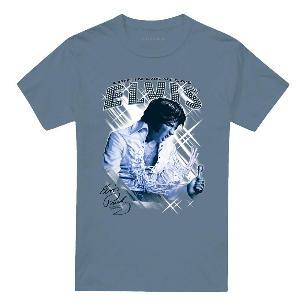 Blue - Elvis Presley - Elvis Presley Blue Vegas T-Shirt Carolina Blue - 4