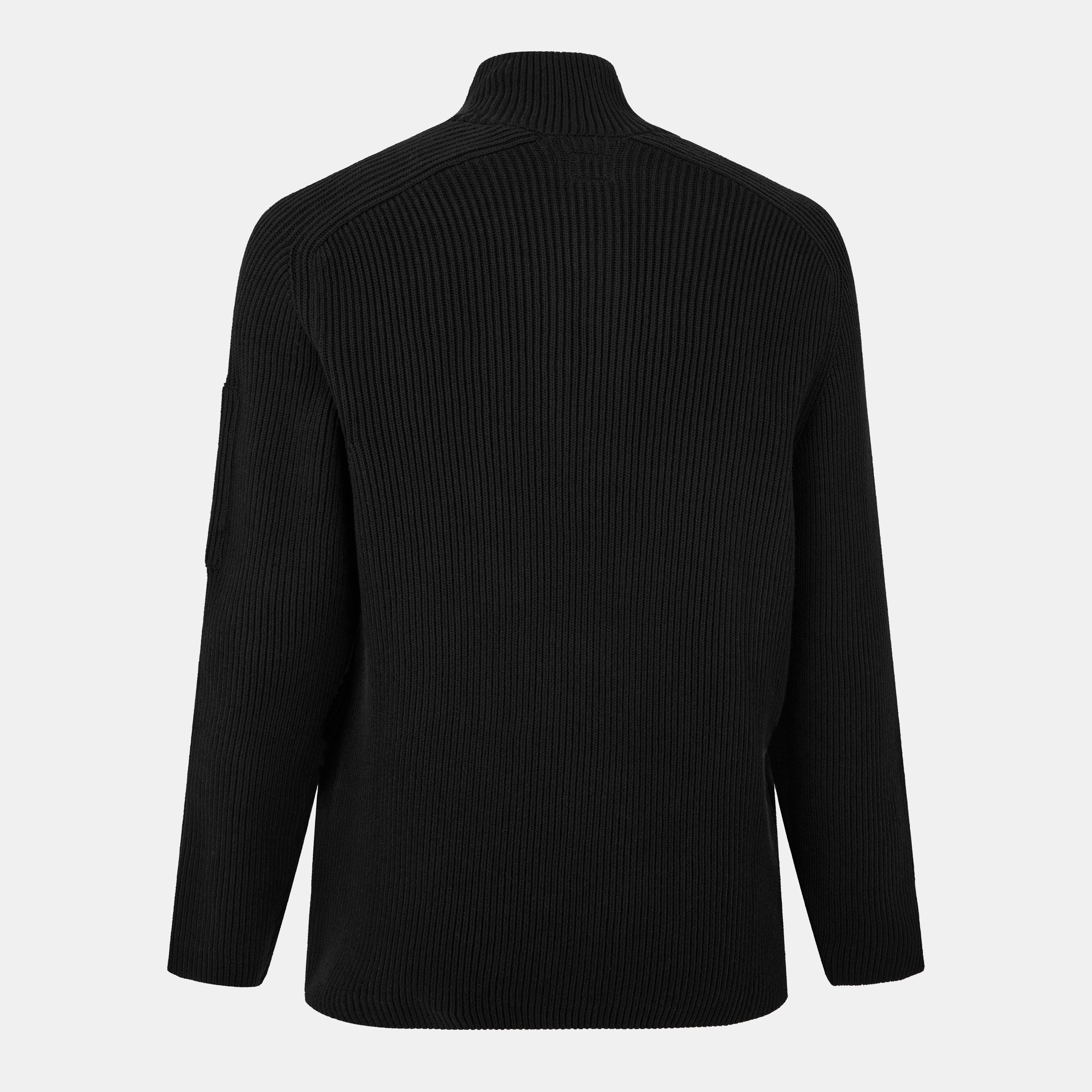 Black 999 - CP Company - Men's Quarter Button Knitted Turtle Neck Jumper - 2