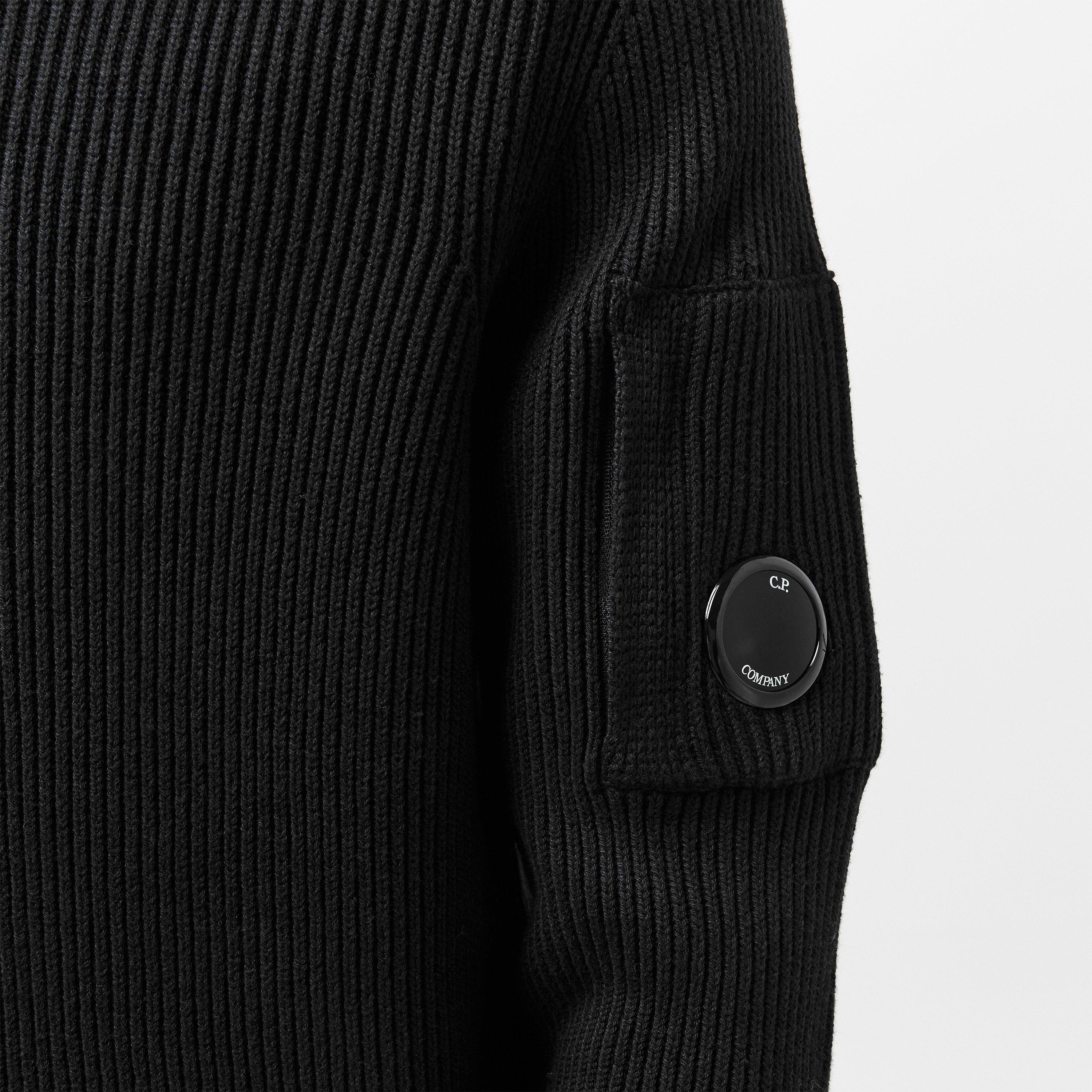 Black 999 - CP Company - Men's Quarter Button Knitted Turtle Neck Jumper - 5