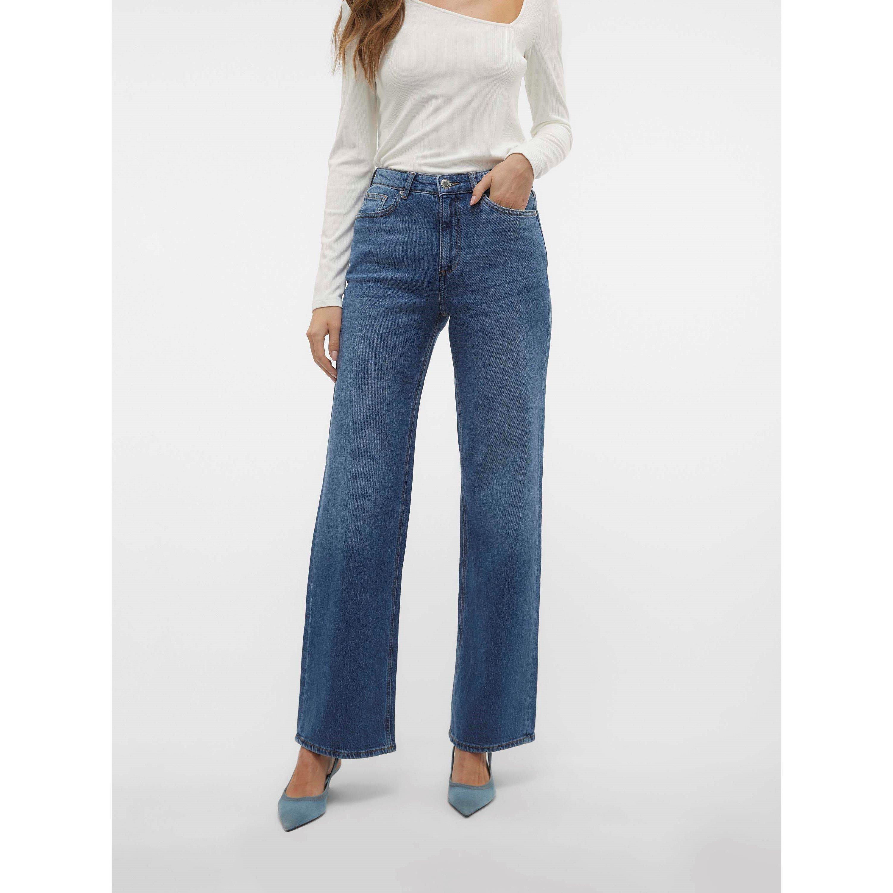 Middenblauwe spijkerstof - Vero Moda - RA380 Wide Jean Ld62 - 3