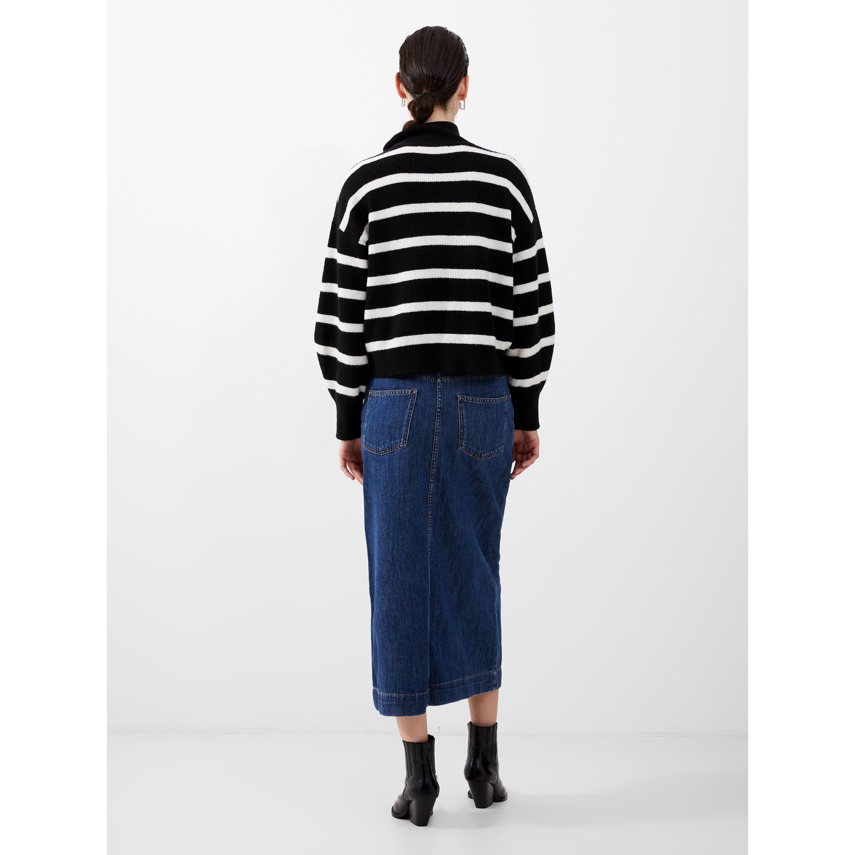 Black Stripe - French Connection - Women's Vhari Half-Zip Crew Neck Jumper - 3