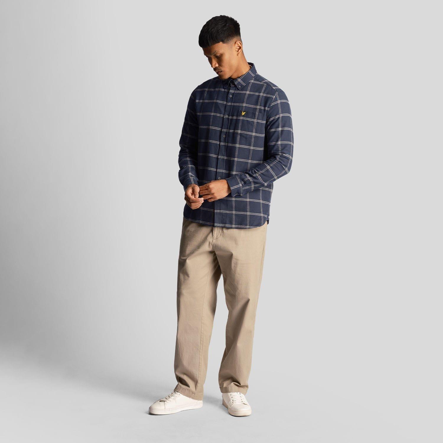 Navy - Lyle and Scott - Windowpane Shirt - 1