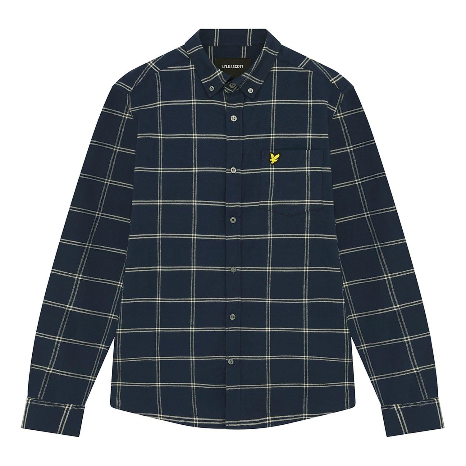 Navy - Lyle and Scott - Windowpane Shirt - 4