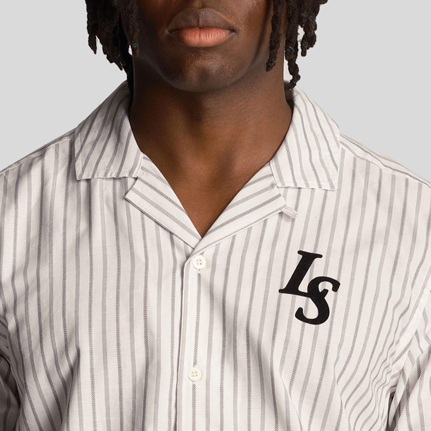 White - Lyle and Scott - Pinstripe Revere Collar Shirt - 4