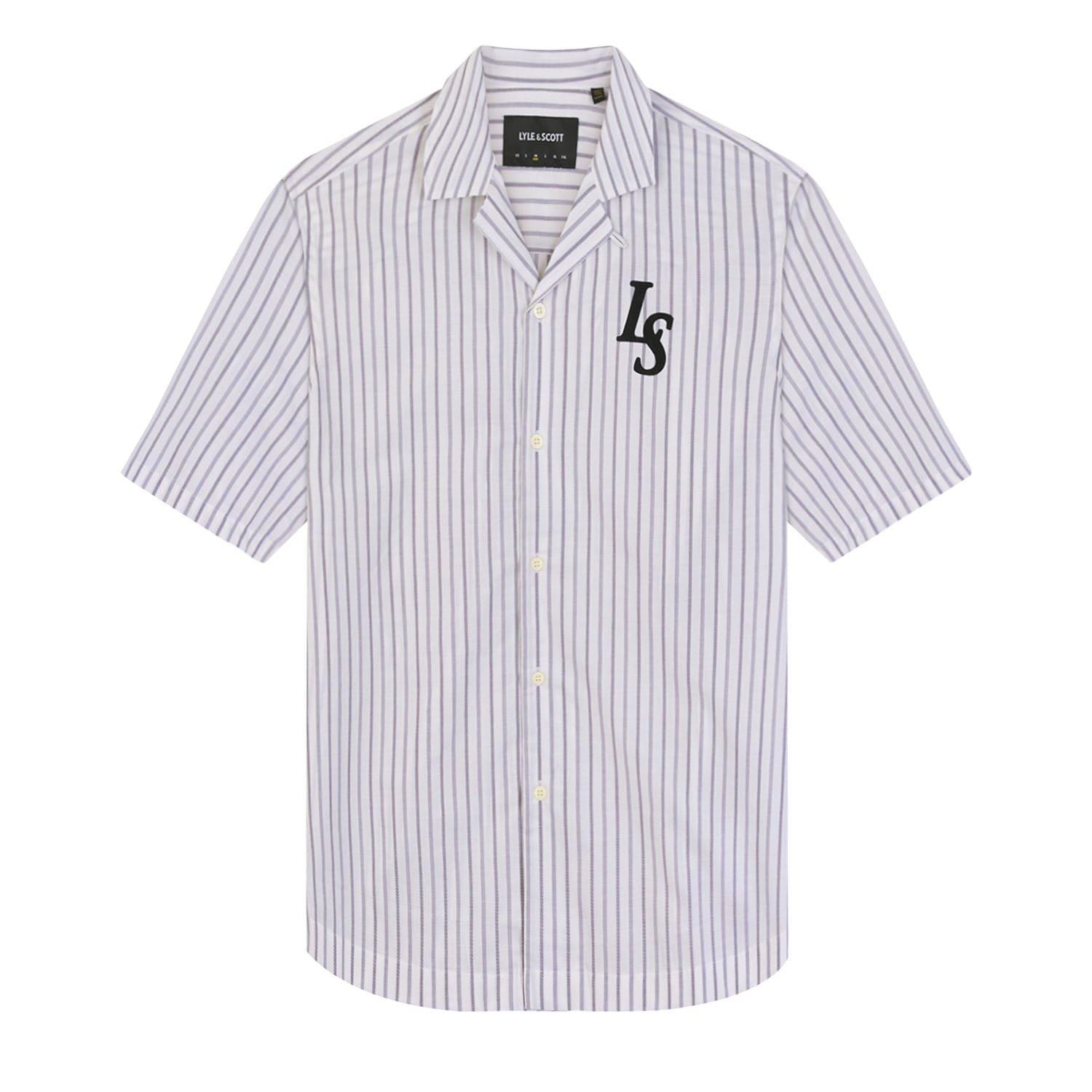 White - Lyle and Scott - Pinstripe Revere Collar Shirt - 5