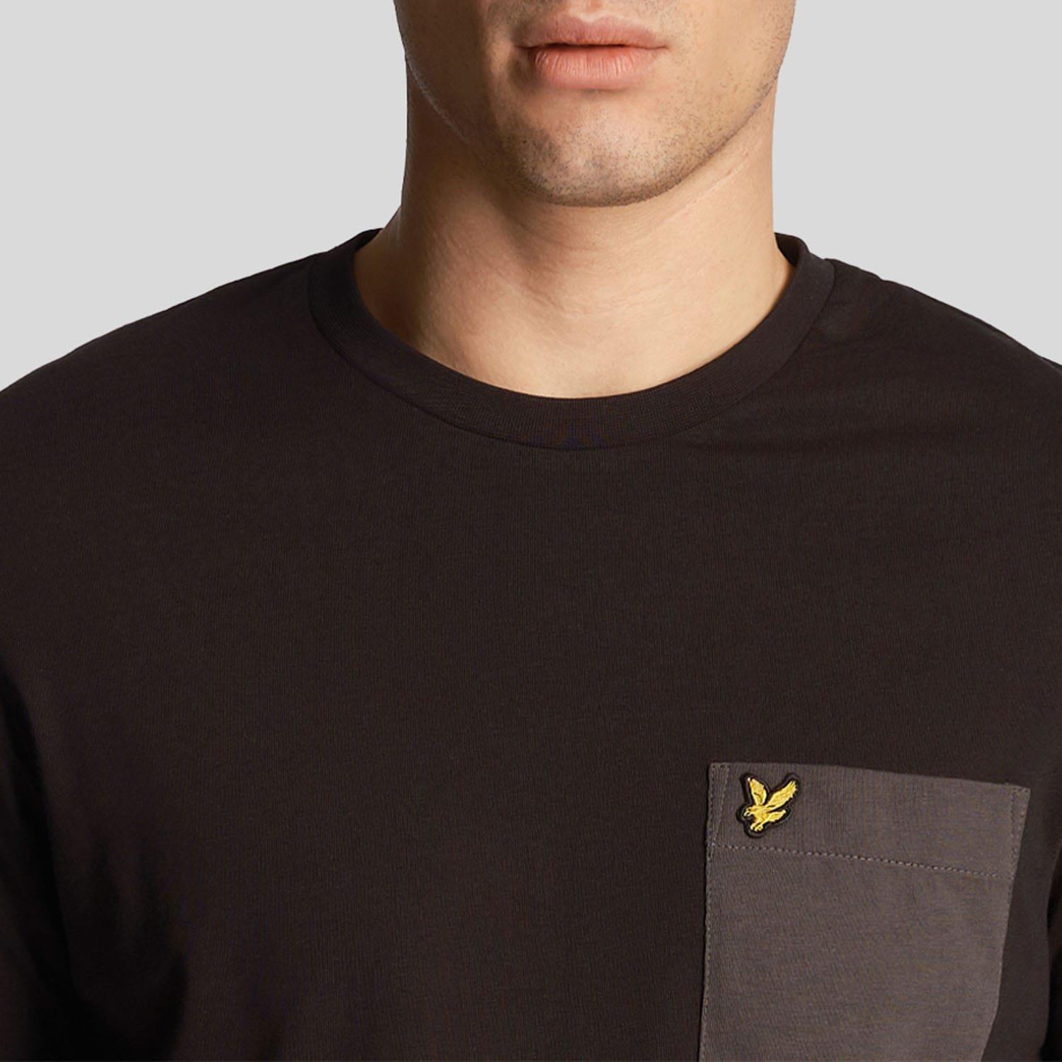 Black Grey - Lyle and Scott - Contrast Pocket T-Shirt - 4