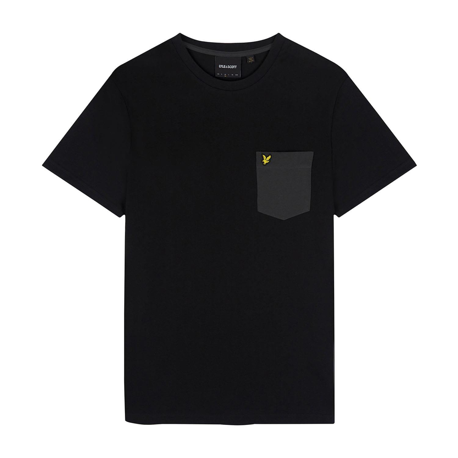 Black Grey - Lyle and Scott - Contrast Pocket T-Shirt - 5