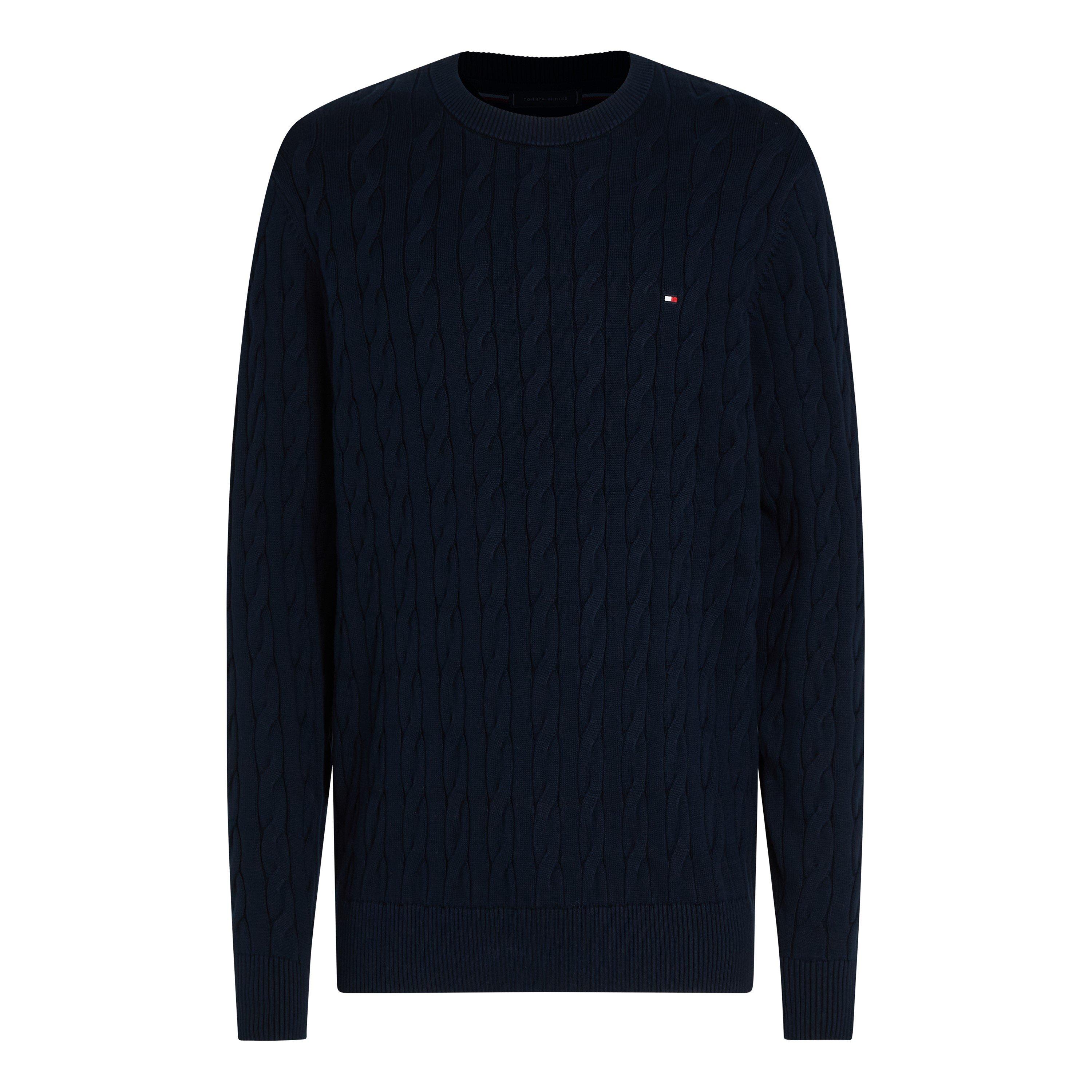 Tommy Hilfiger Men's Classic Cotton Cable Crew Neck - Desert Sky - 2XL