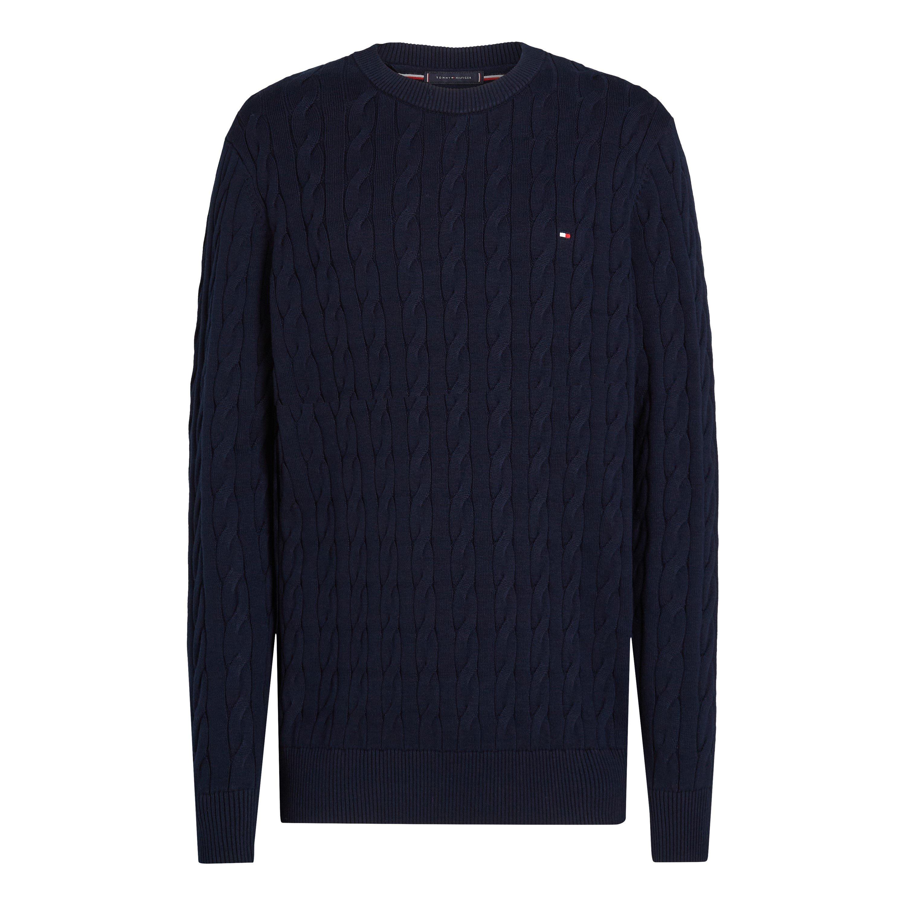 Tommy Hilfiger Men's Classic Cotton Cable Crew Neck - Desert Sky Dw5 - 2XL