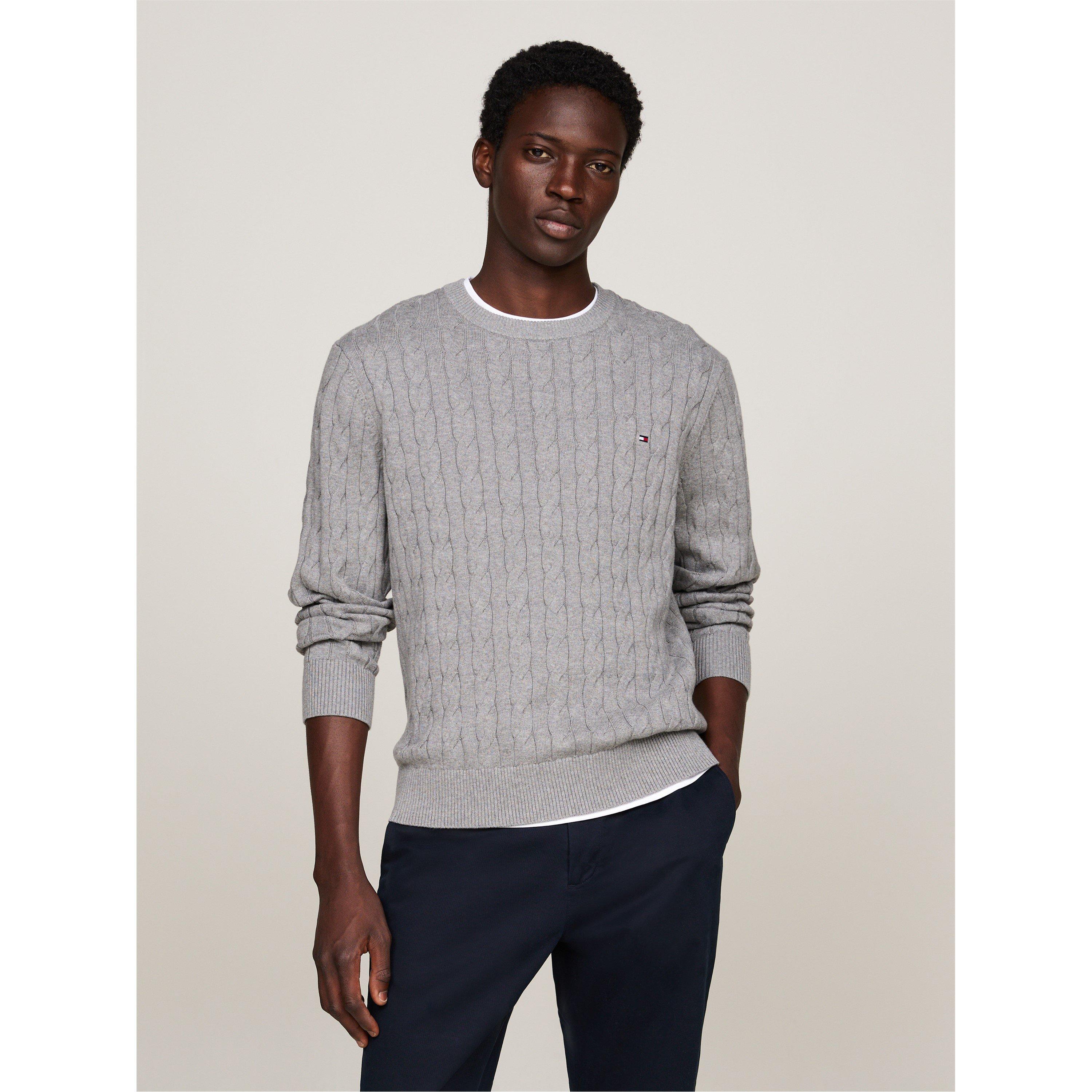 Medium Grey P91 - Tommy Hilfiger - Classic Cotton Cable Crew Neck - 2
