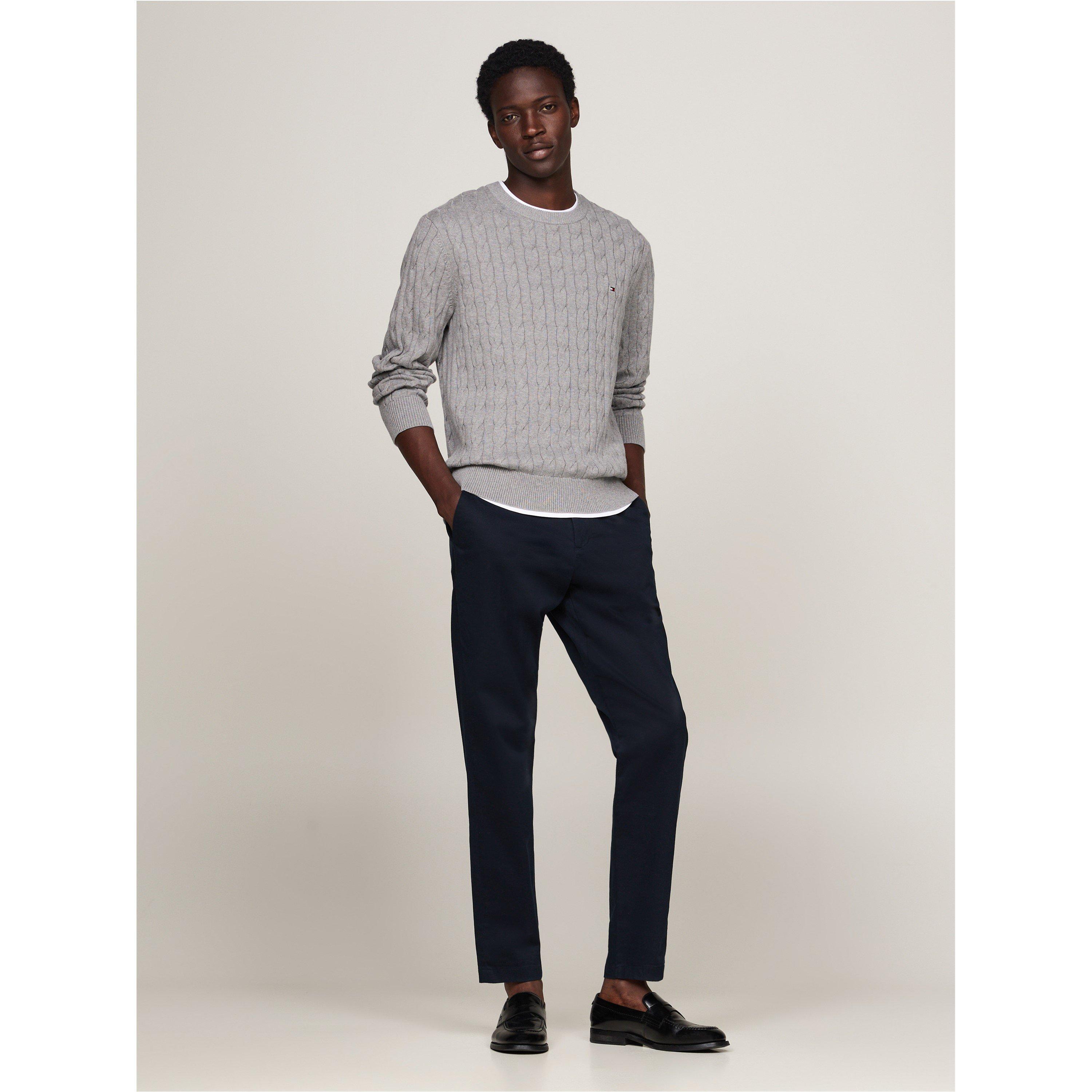 Medium Grey P91 - Tommy Hilfiger - Classic Cotton Cable Crew Neck - 3