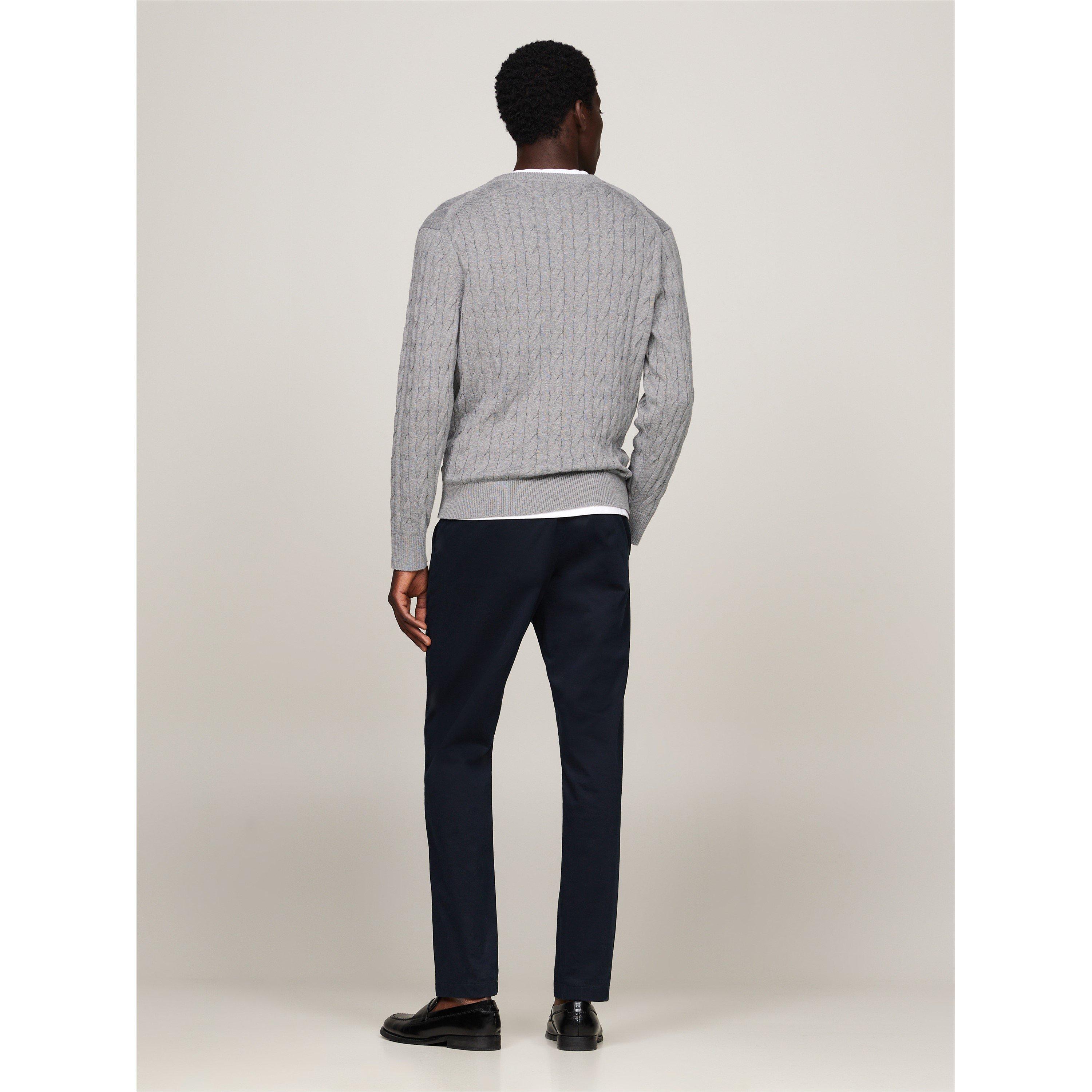 Medium Grey P91 - Tommy Hilfiger - Classic Cotton Cable Crew Neck - 4