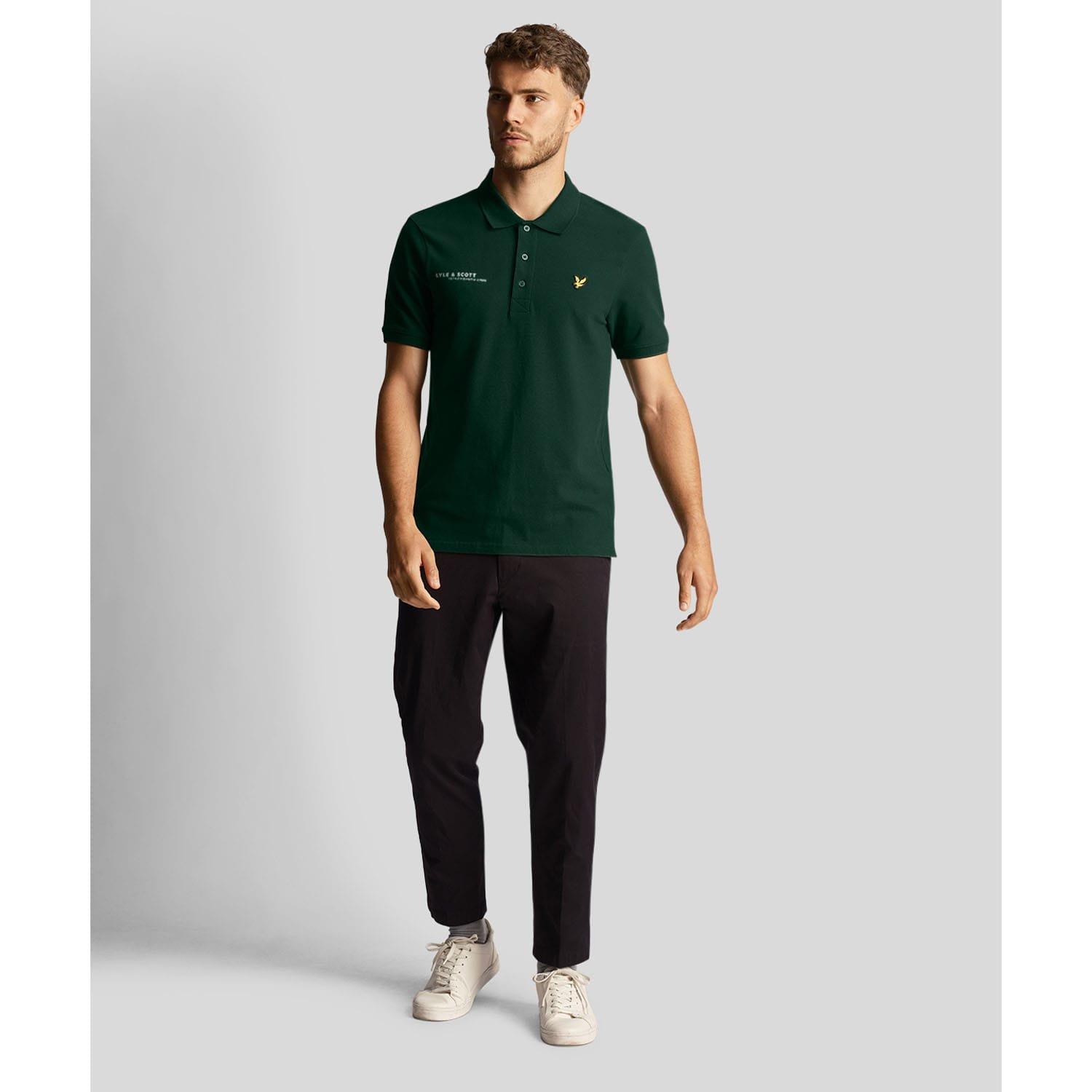 Green - Lyle and Scott - Co-Ordinate Print Plain Polo Shirt - 2