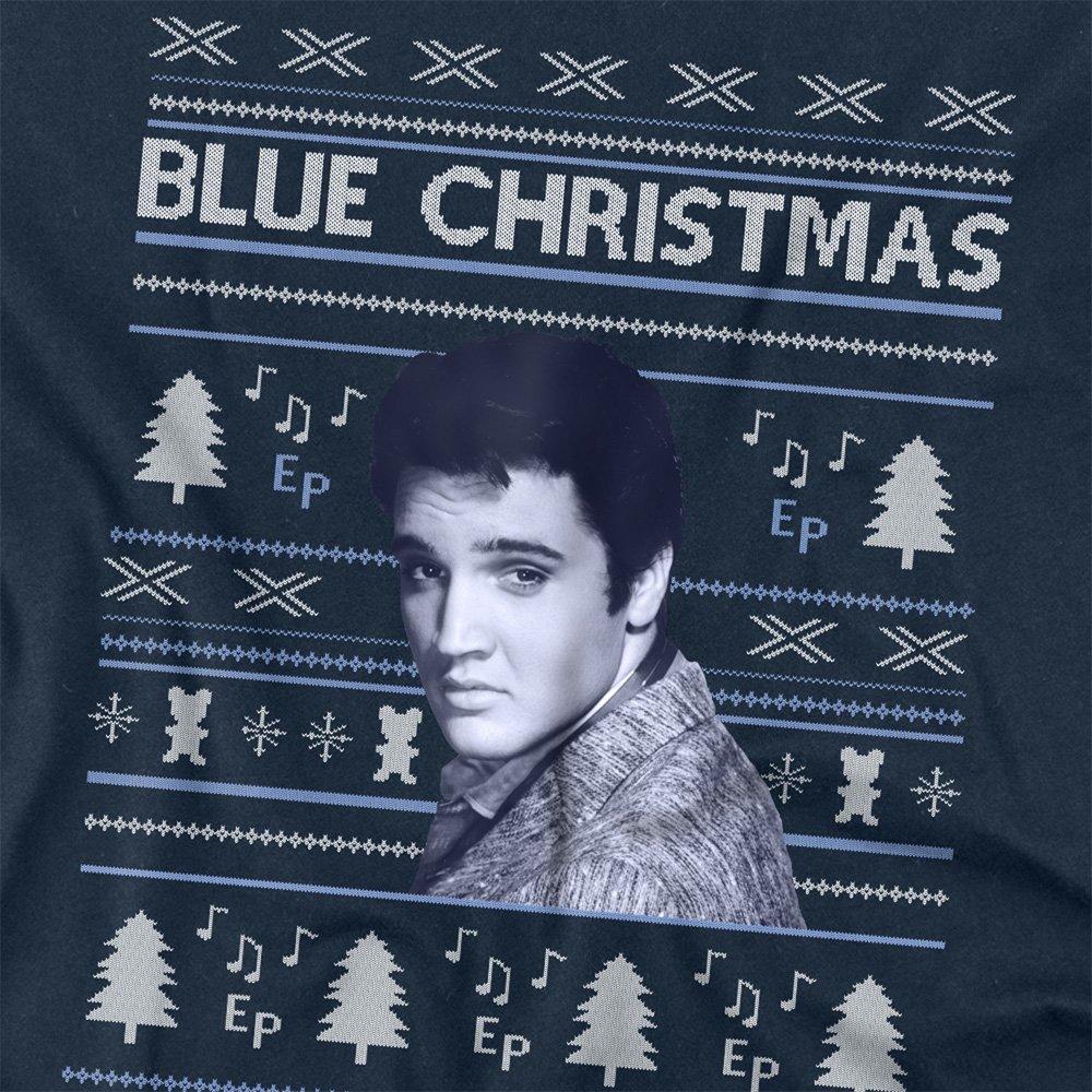 Navy - Elvis Presley - Elvis Blue Ugly Christmas Fair Isle Long Sleeve T- - 2
