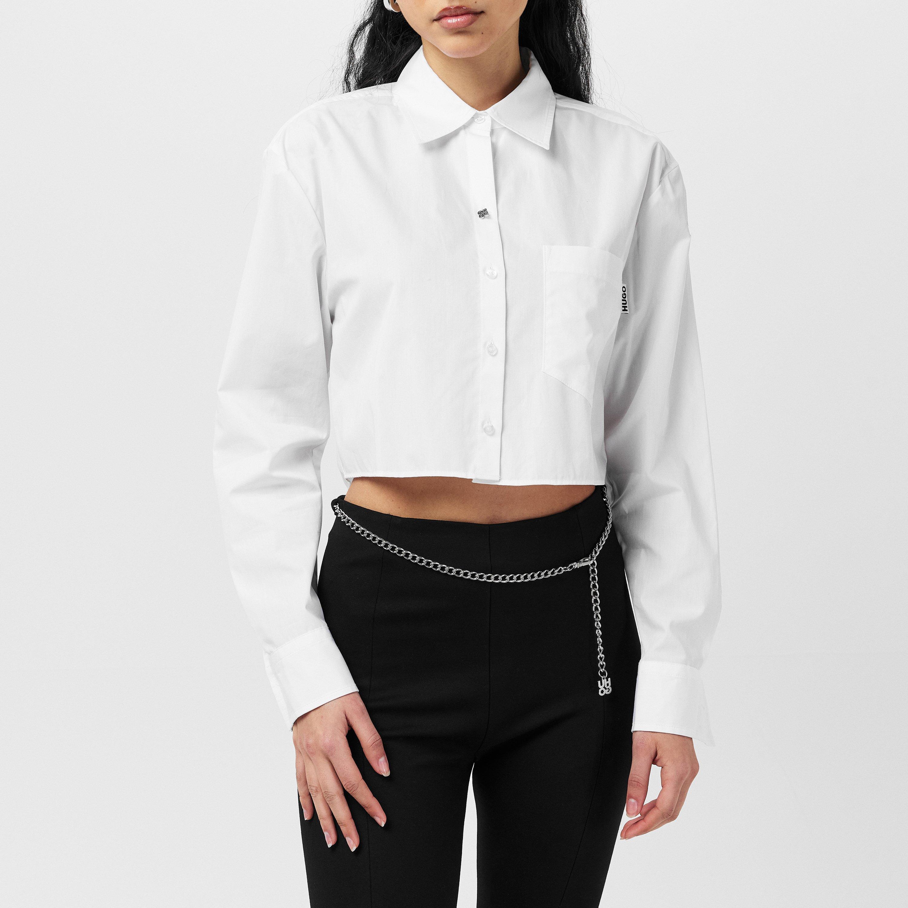 White - Hugo - Ecarla Cropped Shirt - 3
