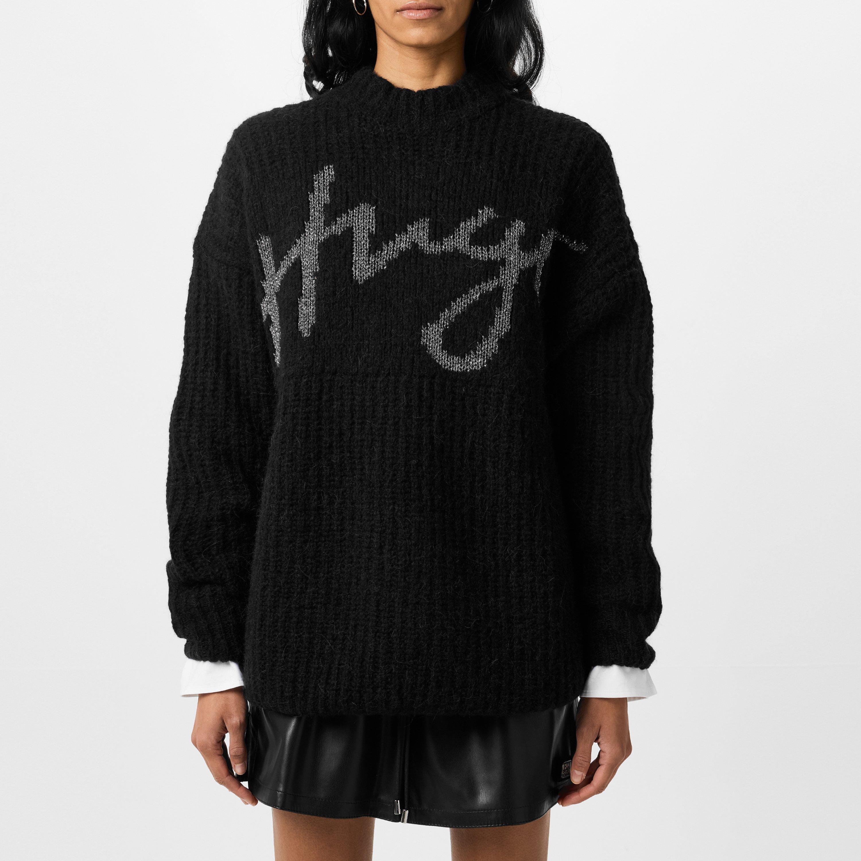Black - Hugo - Oversized Logo Sweater - 3