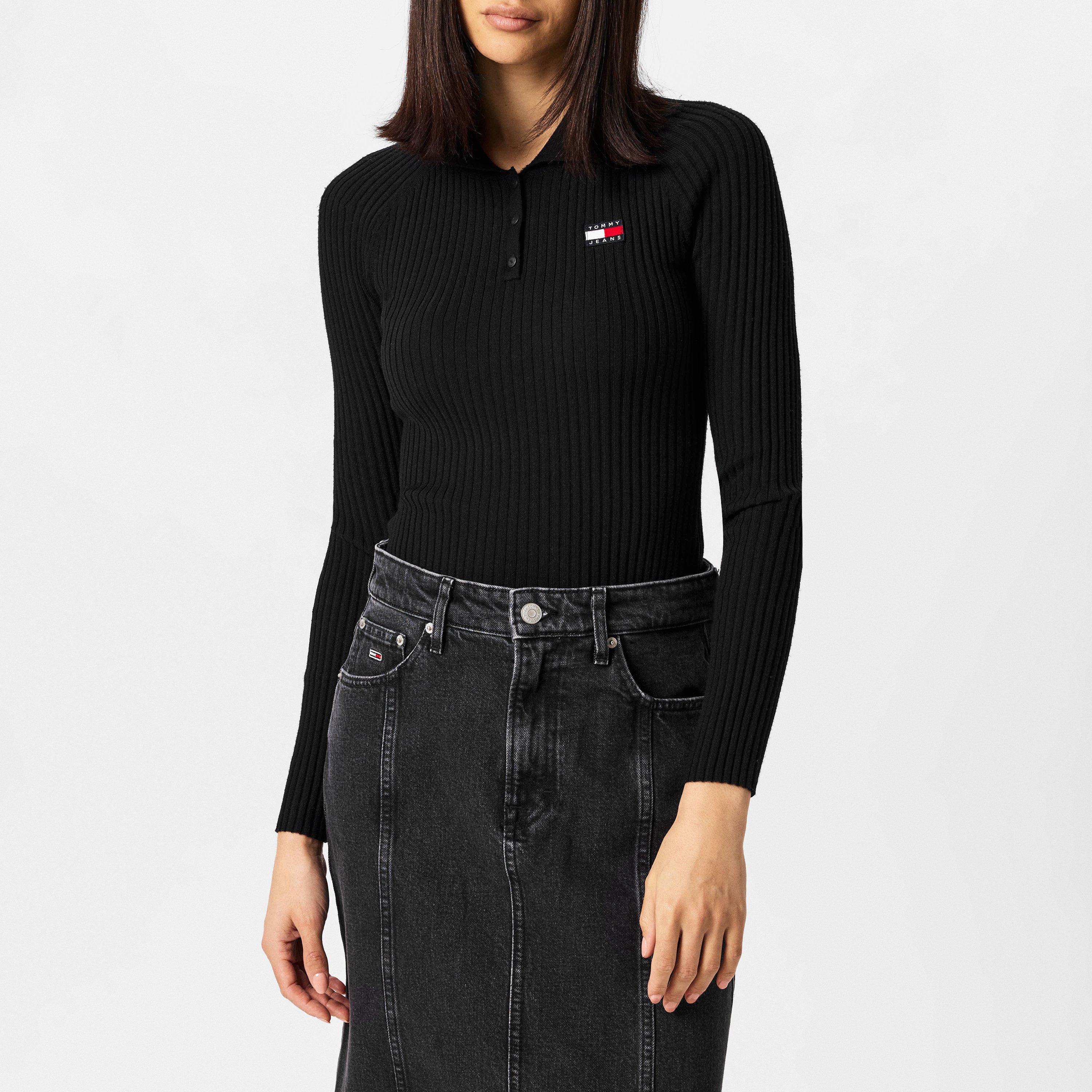 Black - Tommy Jeans - Collar Badge Rib Pullover Sweater - 3