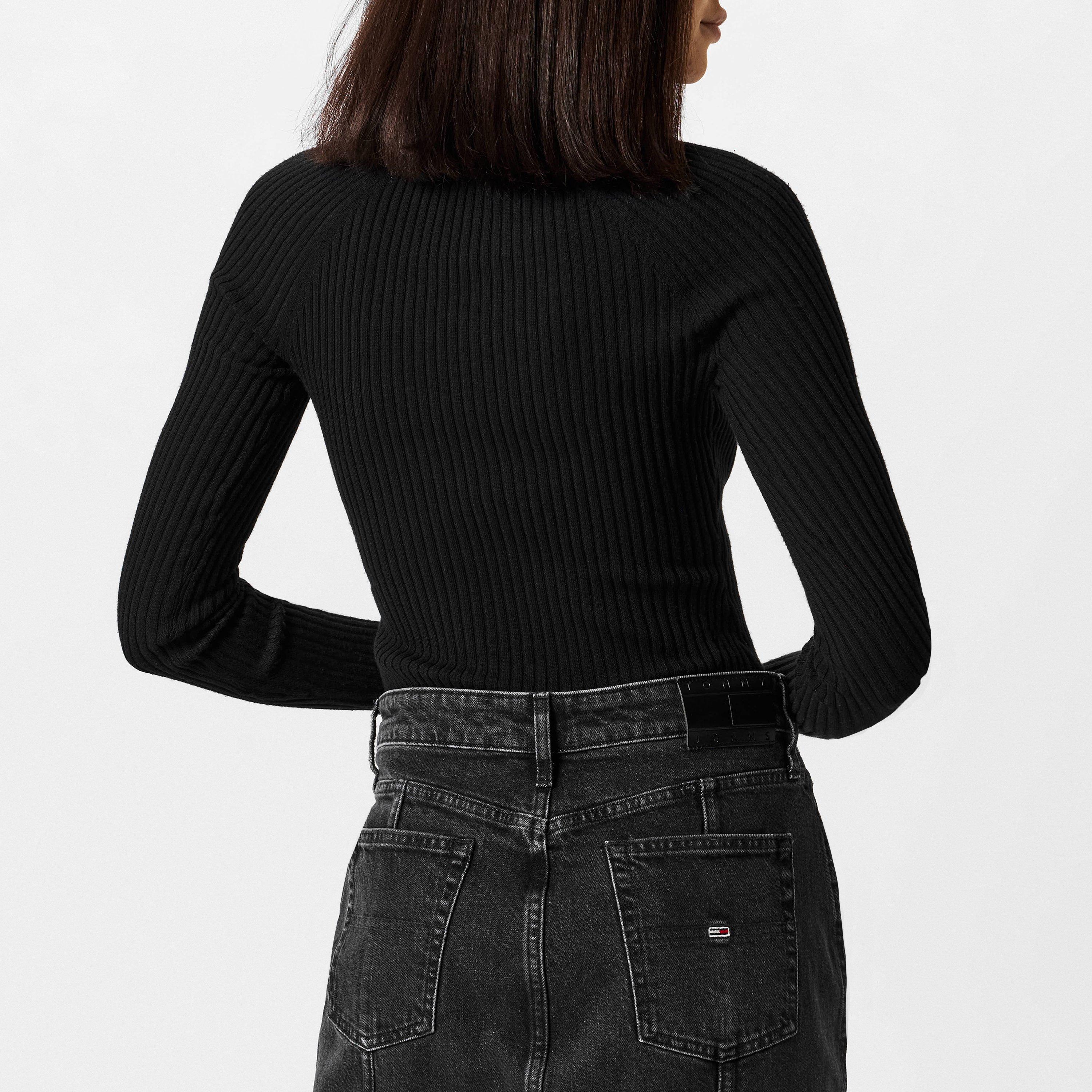 Black - Tommy Jeans - Collar Badge Rib Pullover Sweater - 4