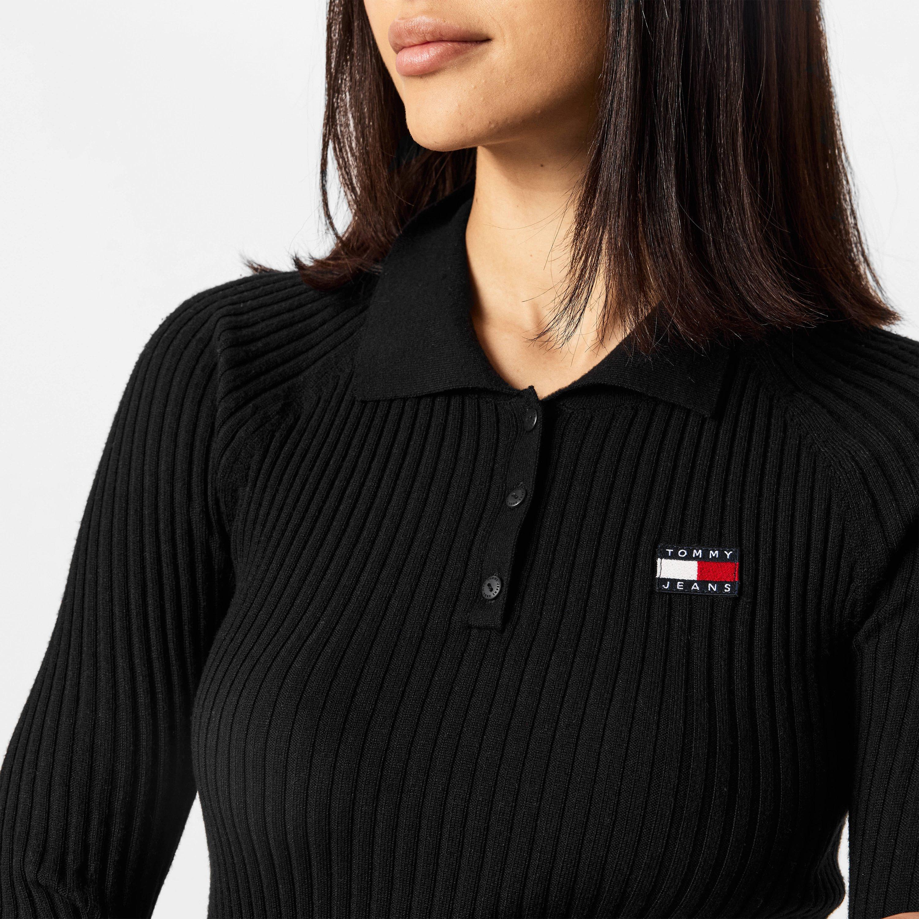 Black - Tommy Jeans - Collar Badge Rib Pullover Sweater - 5