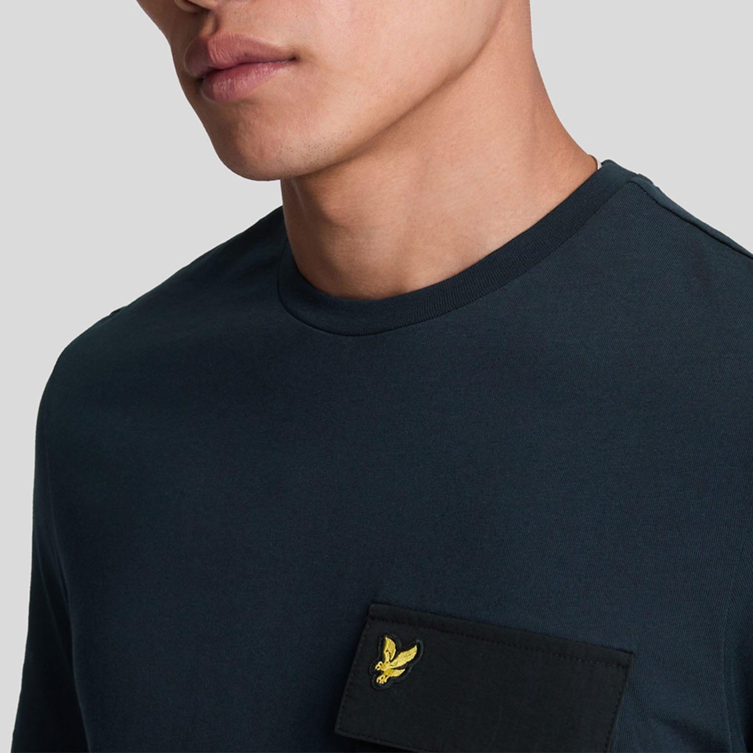 Navy - Lyle and Scott - Woven Pocket T-Shirt - 4