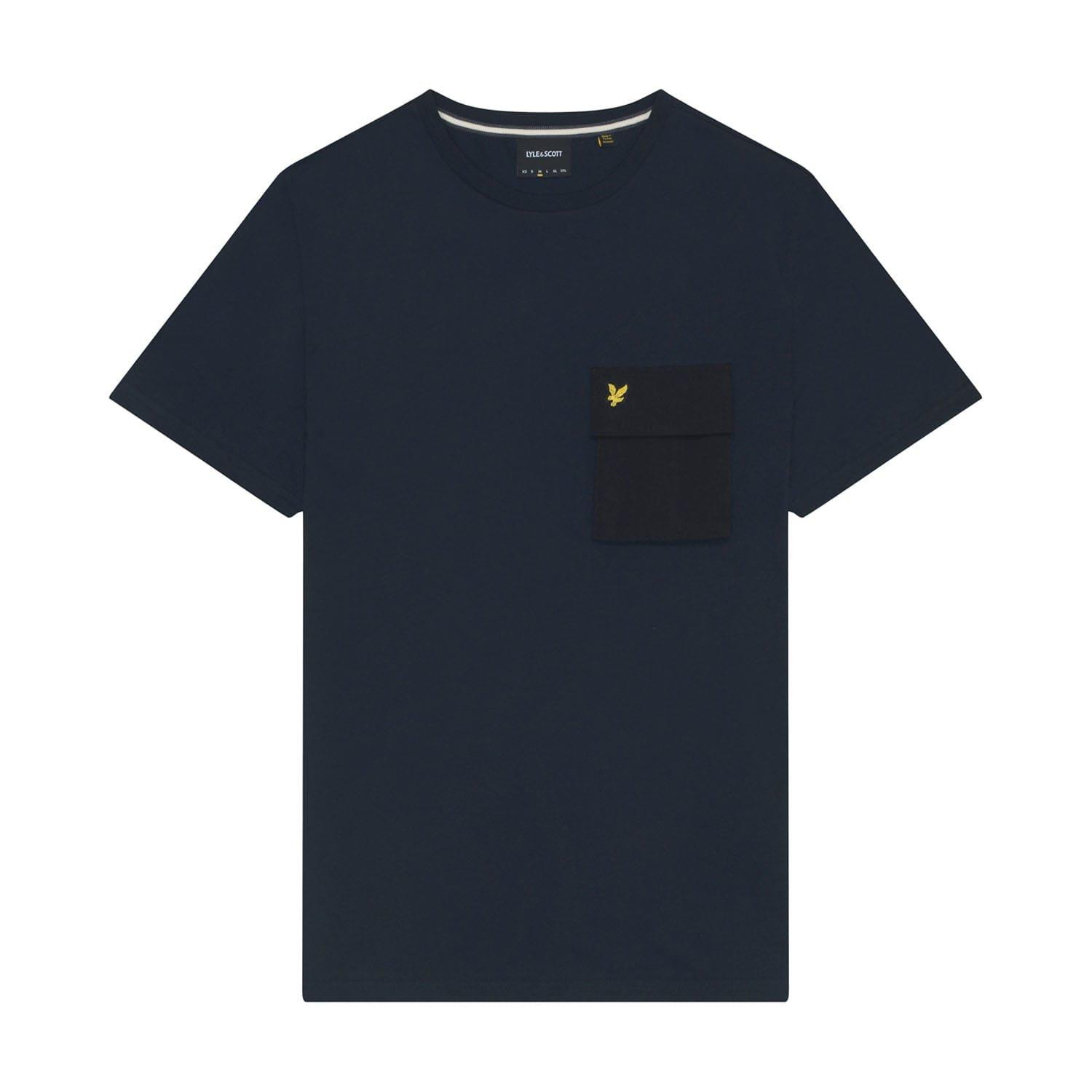 Navy - Lyle and Scott - Woven Pocket T-Shirt - 5