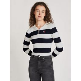 Tommy Jeans Striped Quarter Zip Hooded Sweater