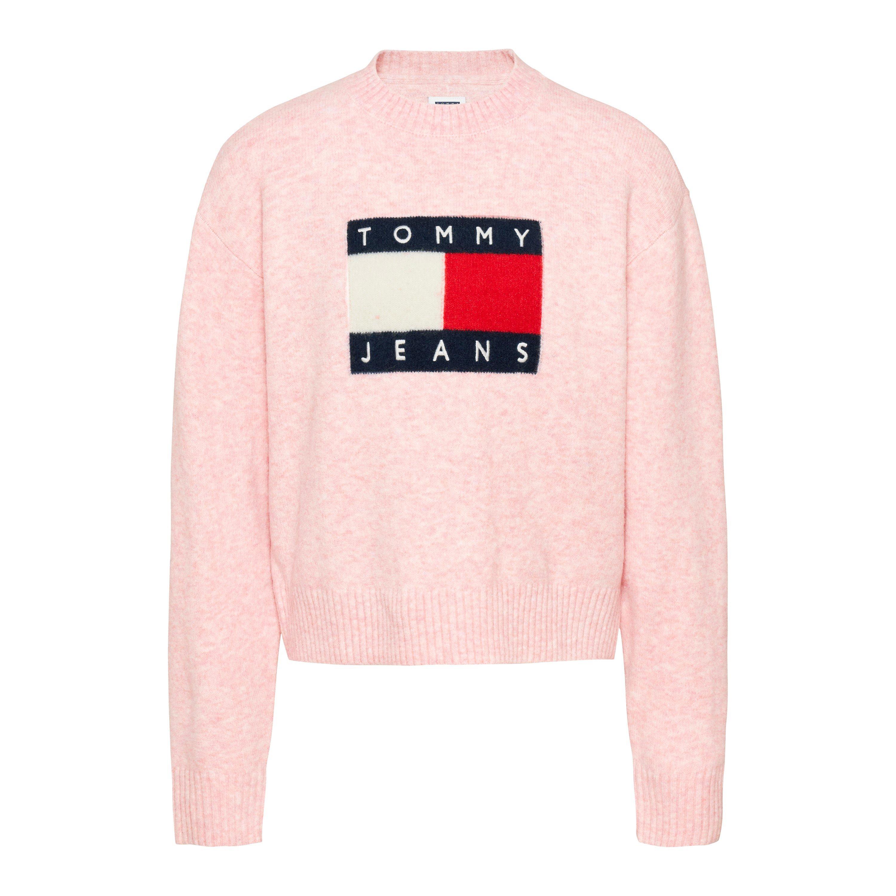 Tommy Jeans Melange Flag Pull Over Sweater Crew Neck Jumpers