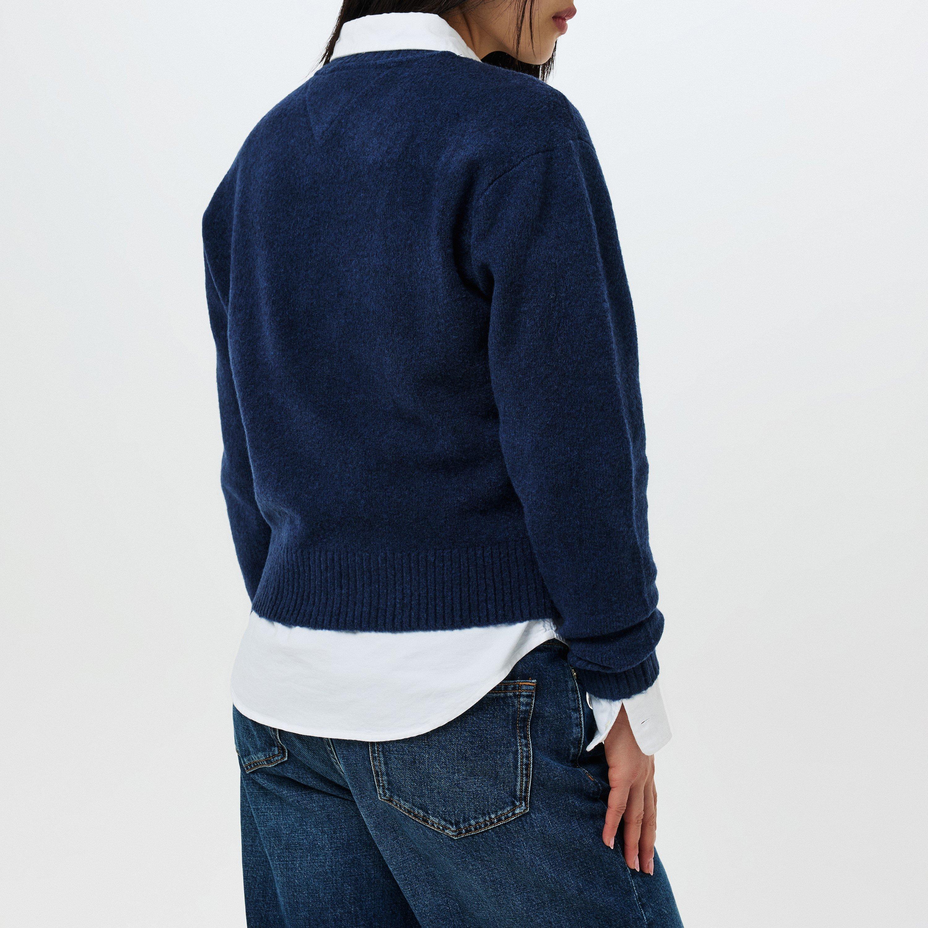 Dark Navy M - Tommy Jeans - Melange Flag Pull Over Sweater - 4