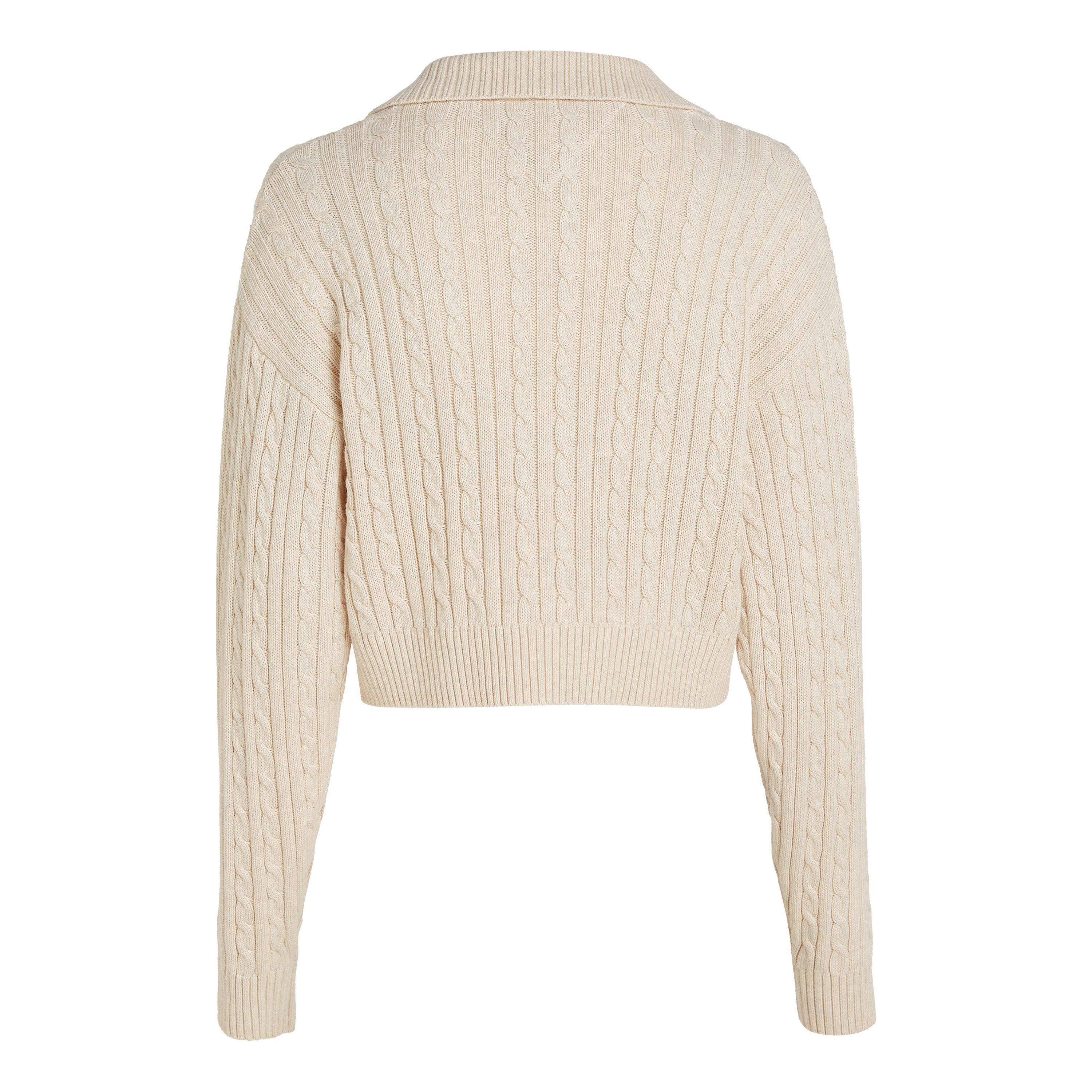 Ancient White M - Tommy Jeans - Cable Rugby Pullover sweater - 2