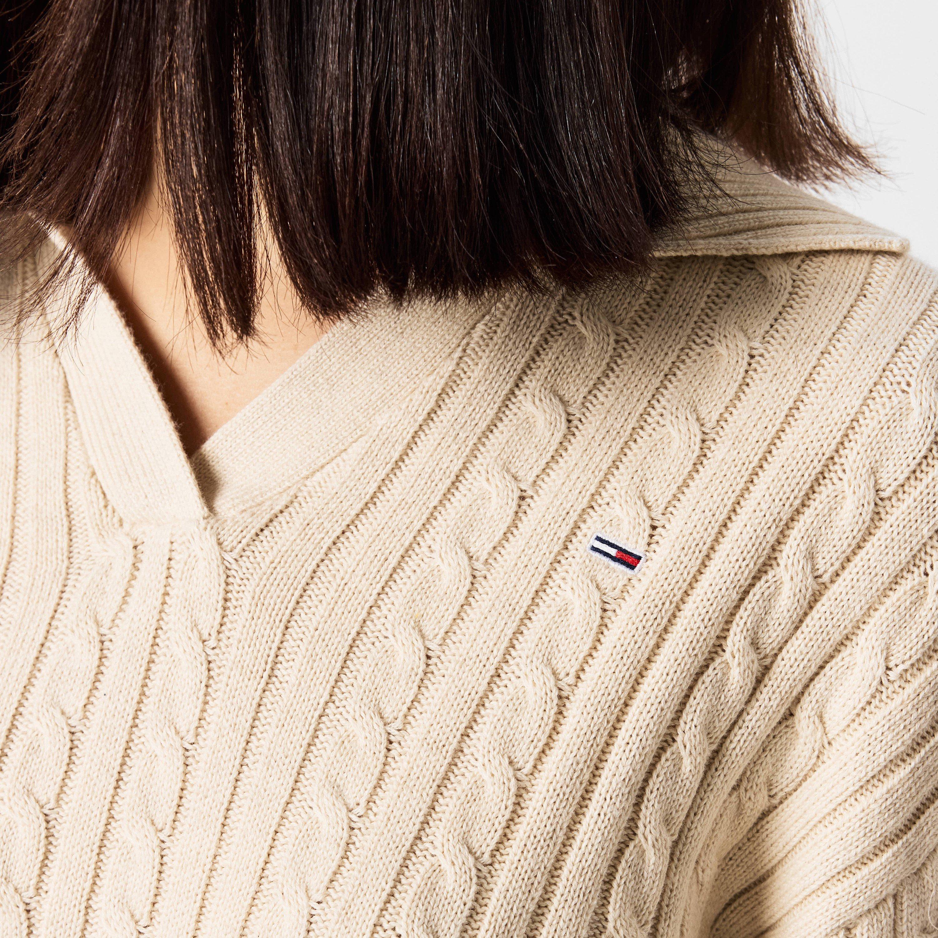 Ancient White M - Tommy Jeans - Cable Rugby Pullover sweater - 5