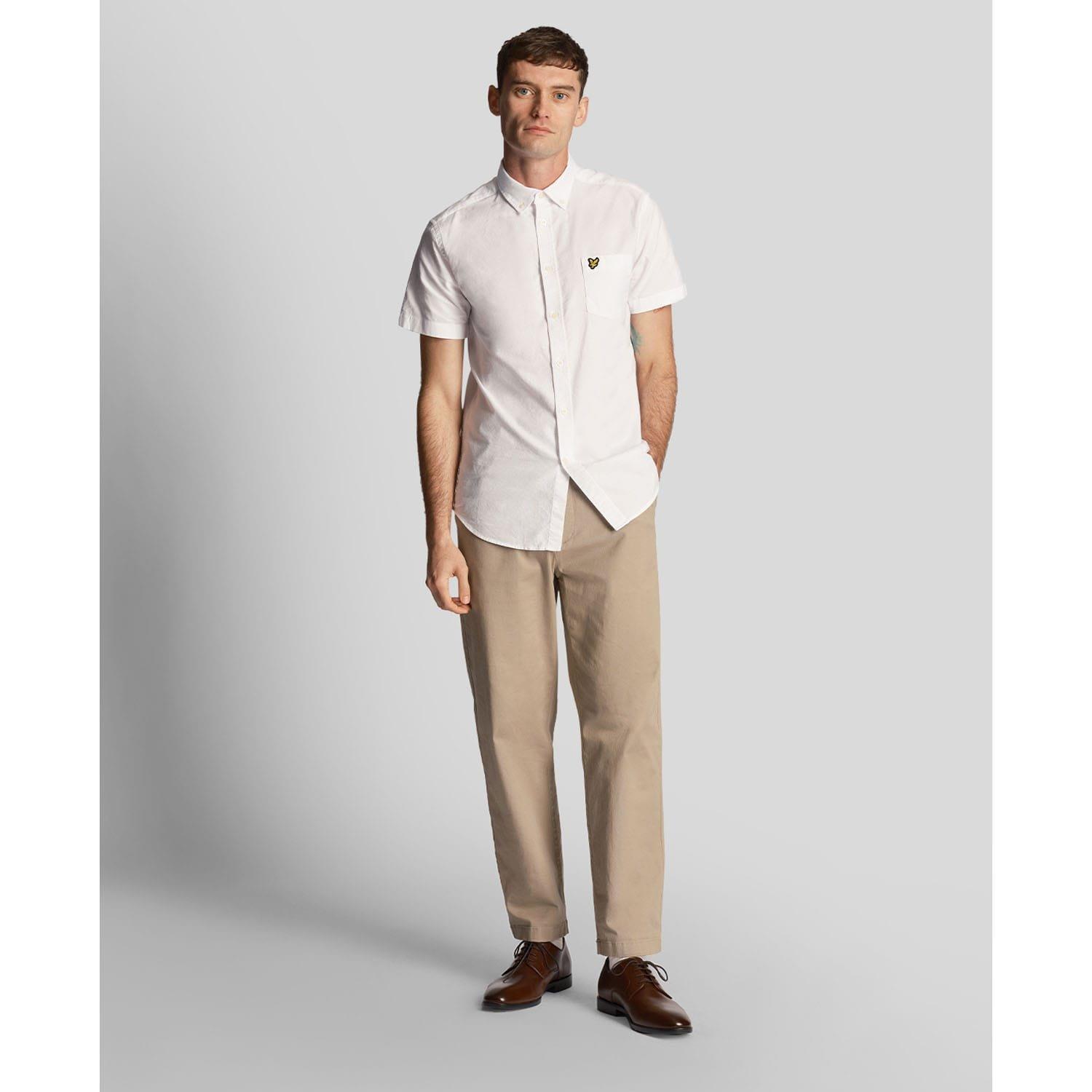 White - Lyle and Scott - Short Sleeve Oxford Shirt - 2