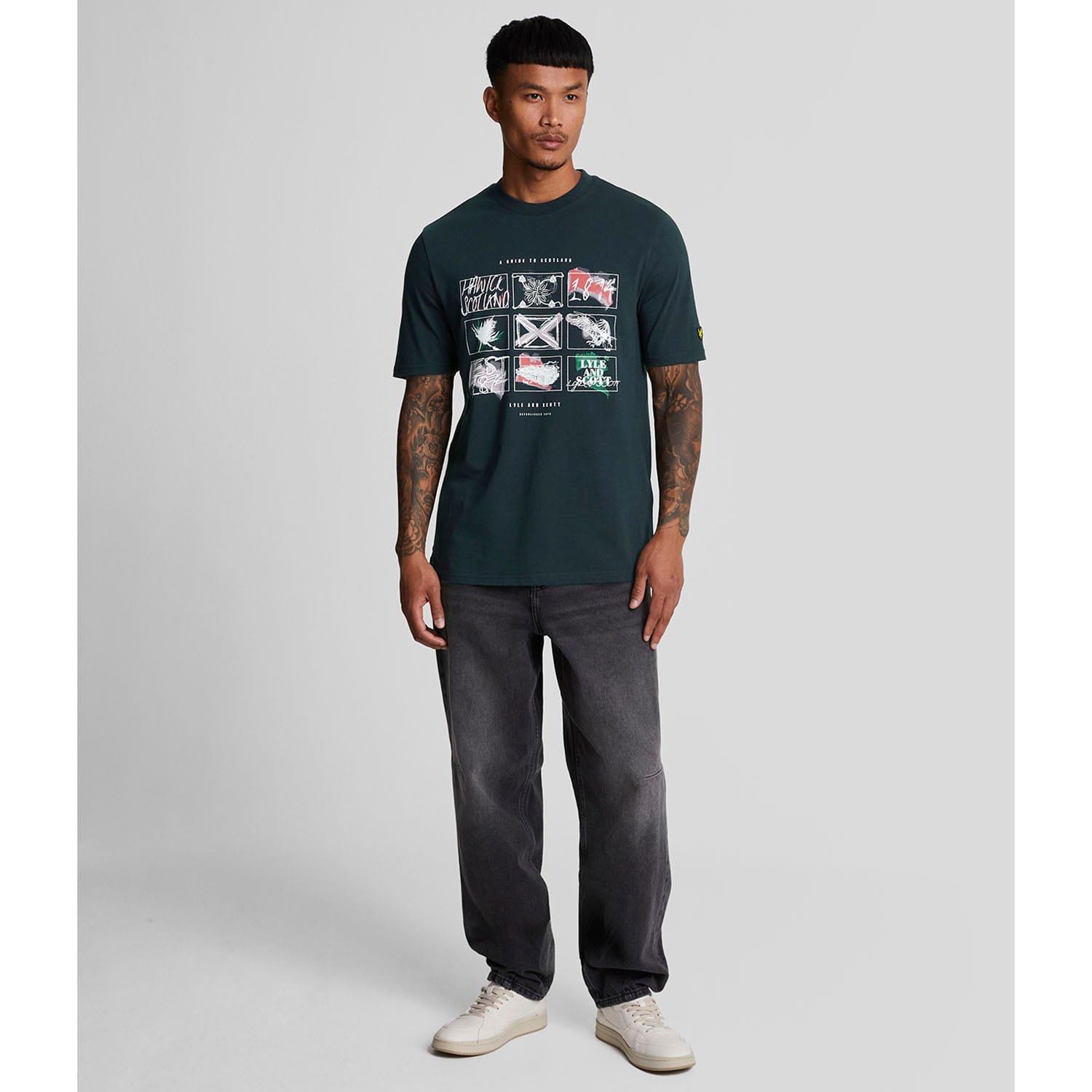 Navy - Lyle and Scott - A Guide To Scotland Graphic T-Shirt - 2
