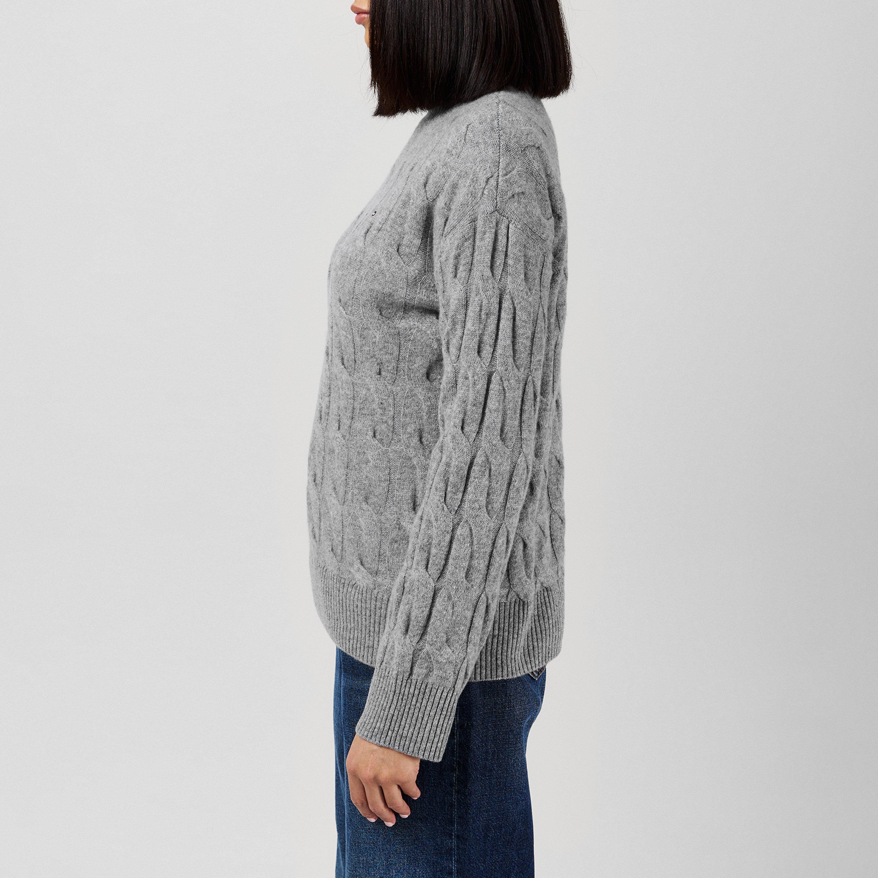 Med Hthr Gry - Tommy Hilfiger - Cable Roll Neck Jumper - 2