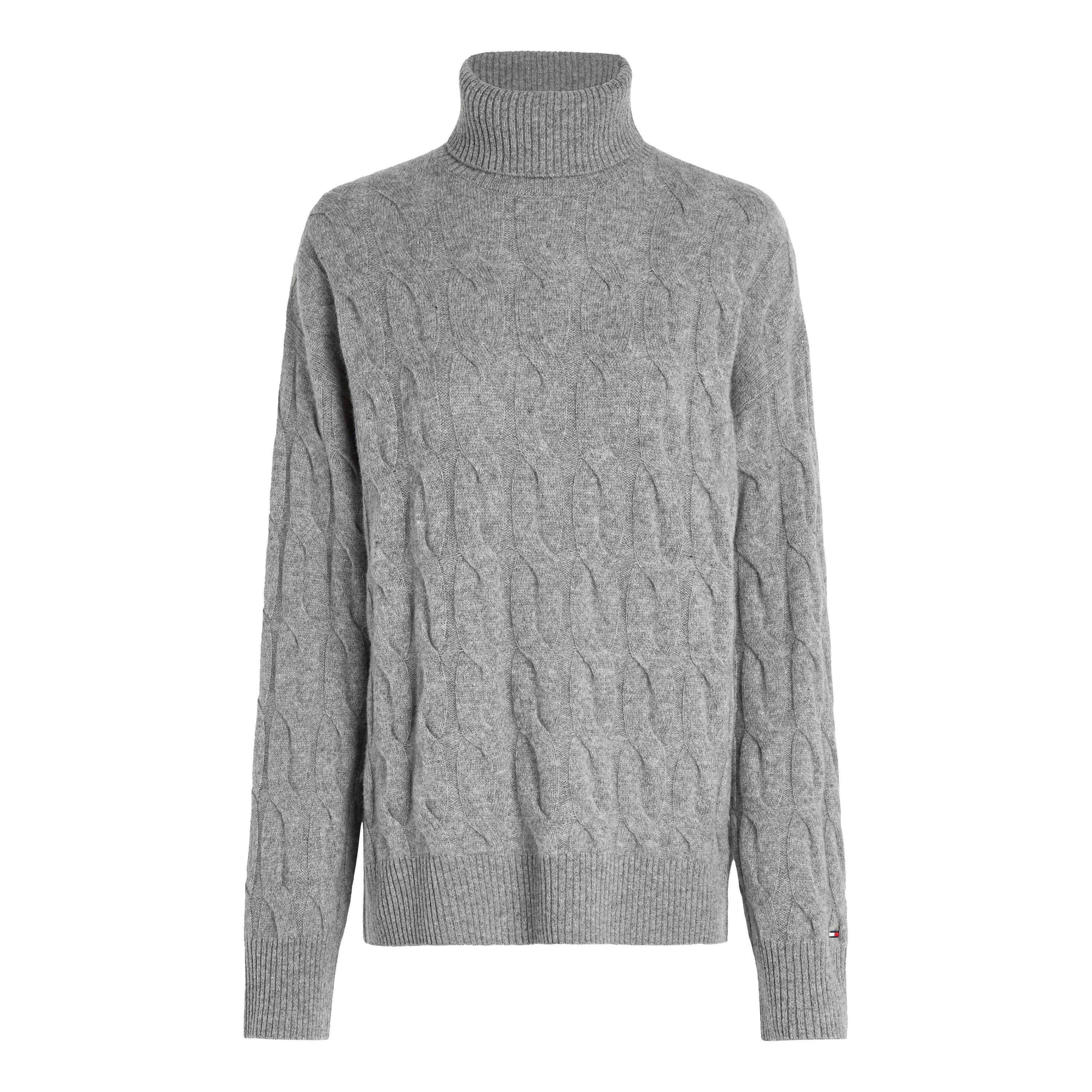 Med Hthr Gry - Tommy Hilfiger - Cable Roll Neck Jumper - 5