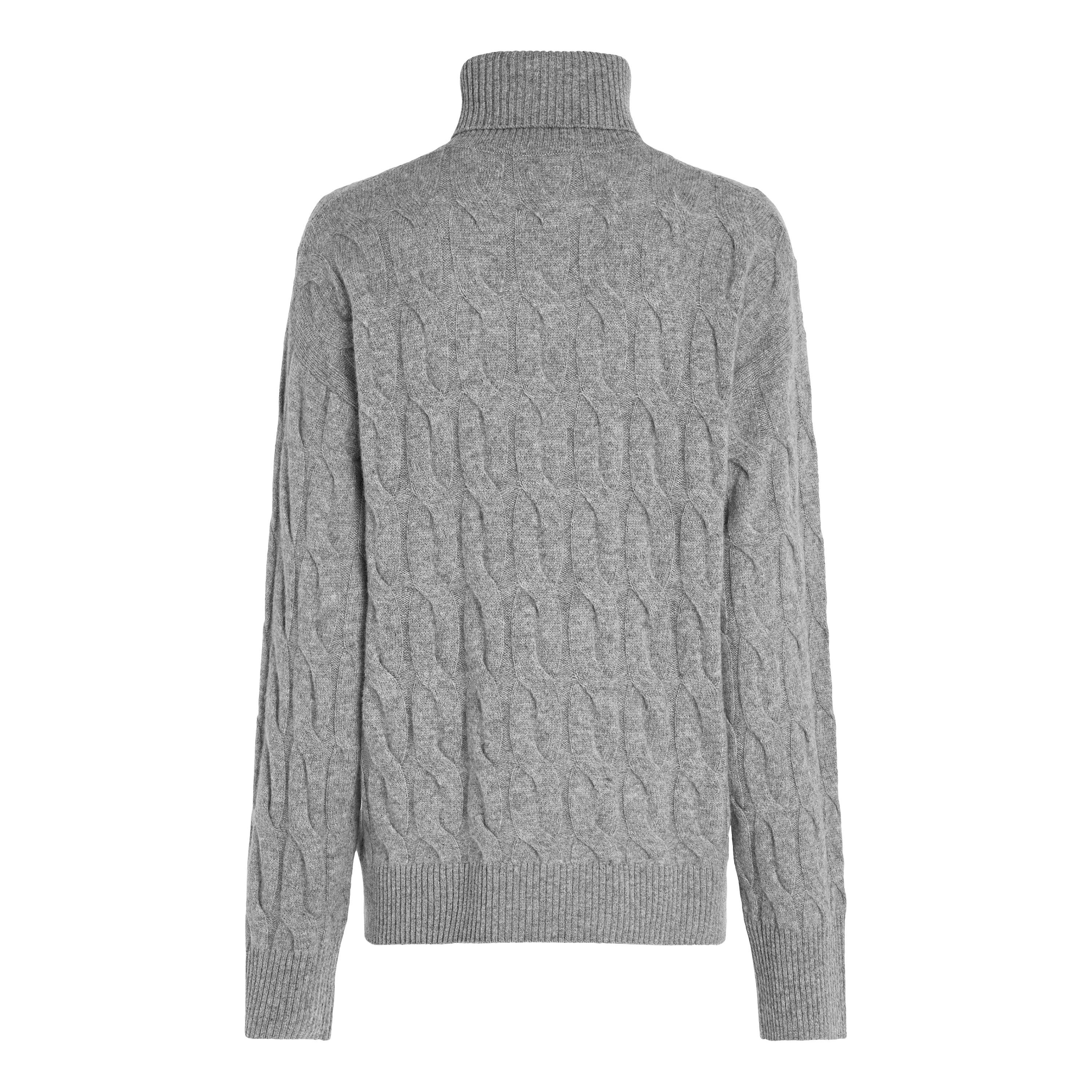 Med Hthr Gry - Tommy Hilfiger - Cable Roll Neck Jumper - 6