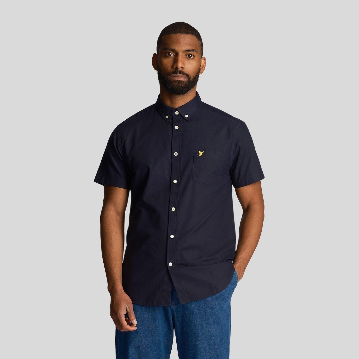 Navy - Lyle and Scott - Short Sleeve Oxford Shirt - 1