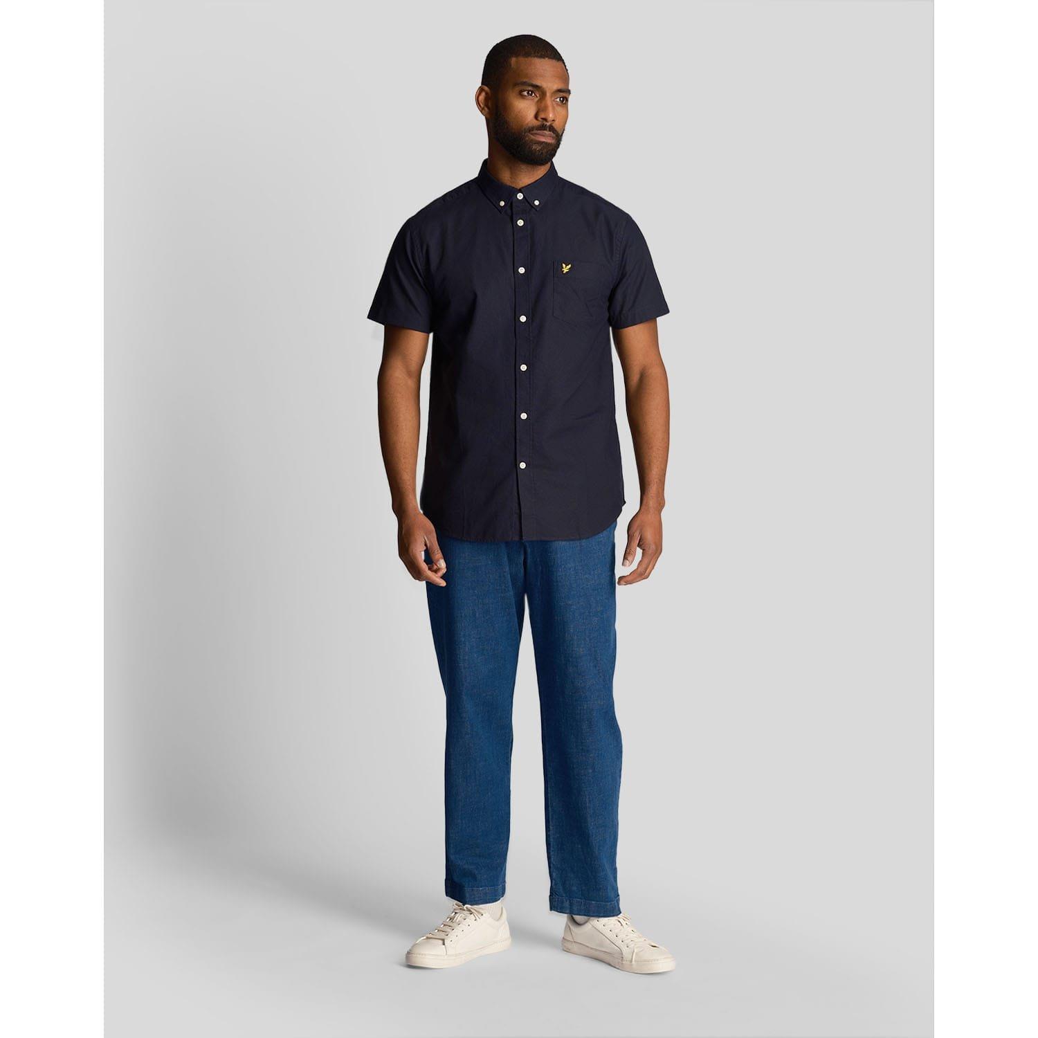 Navy - Lyle and Scott - Short Sleeve Oxford Shirt - 2