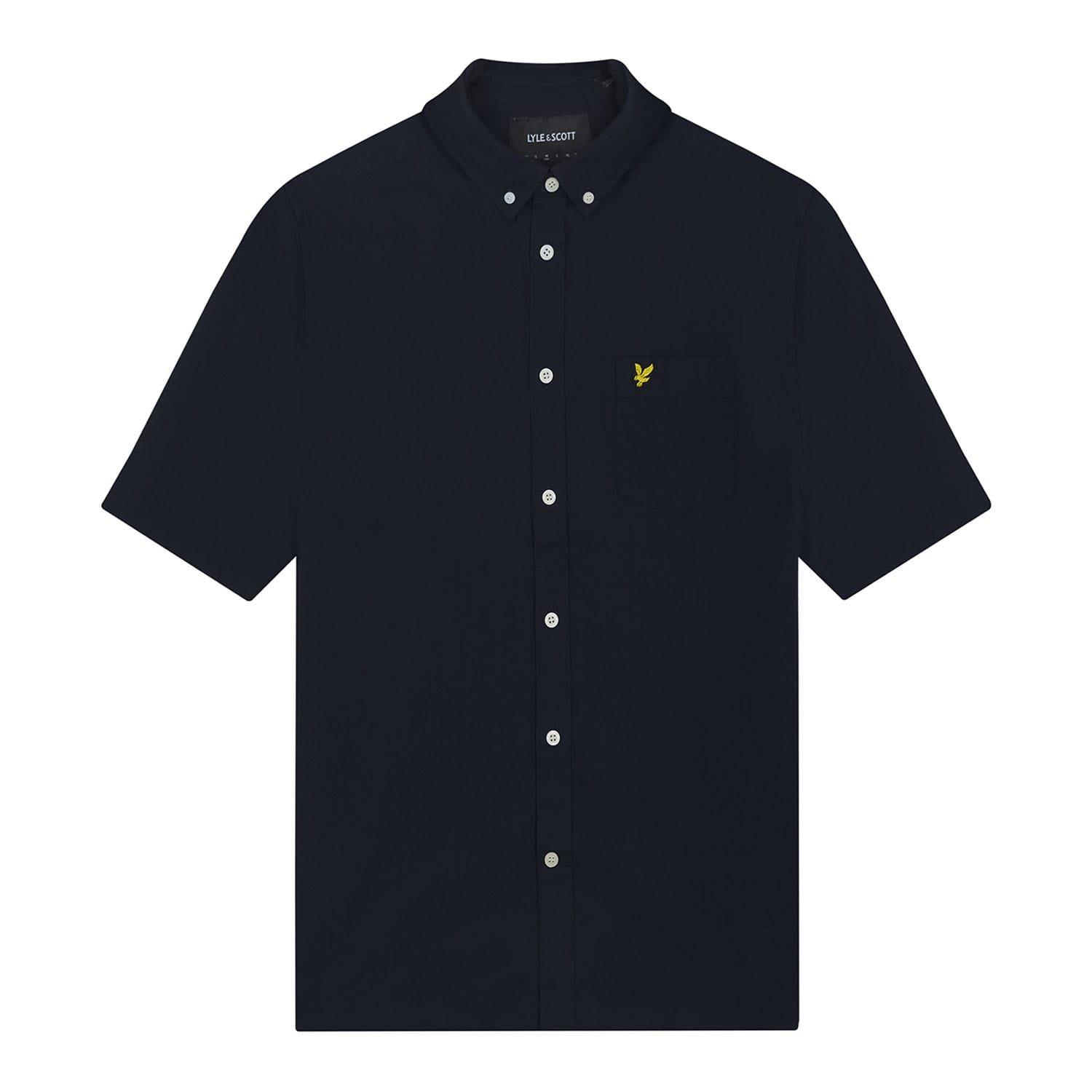 Navy - Lyle and Scott - Short Sleeve Oxford Shirt - 5